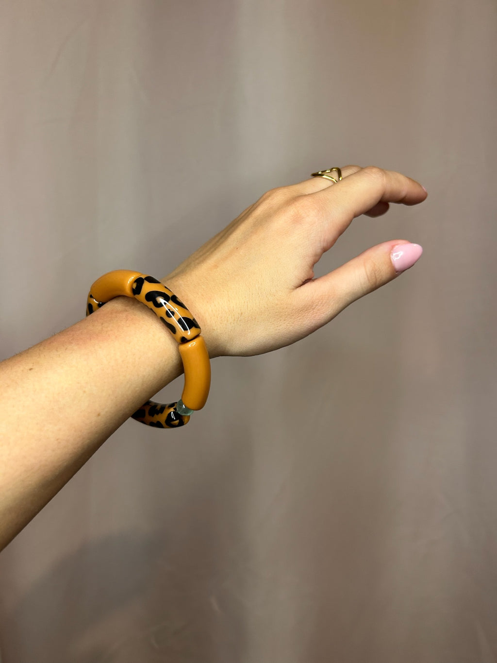 Bracelet jonc camel/léopard