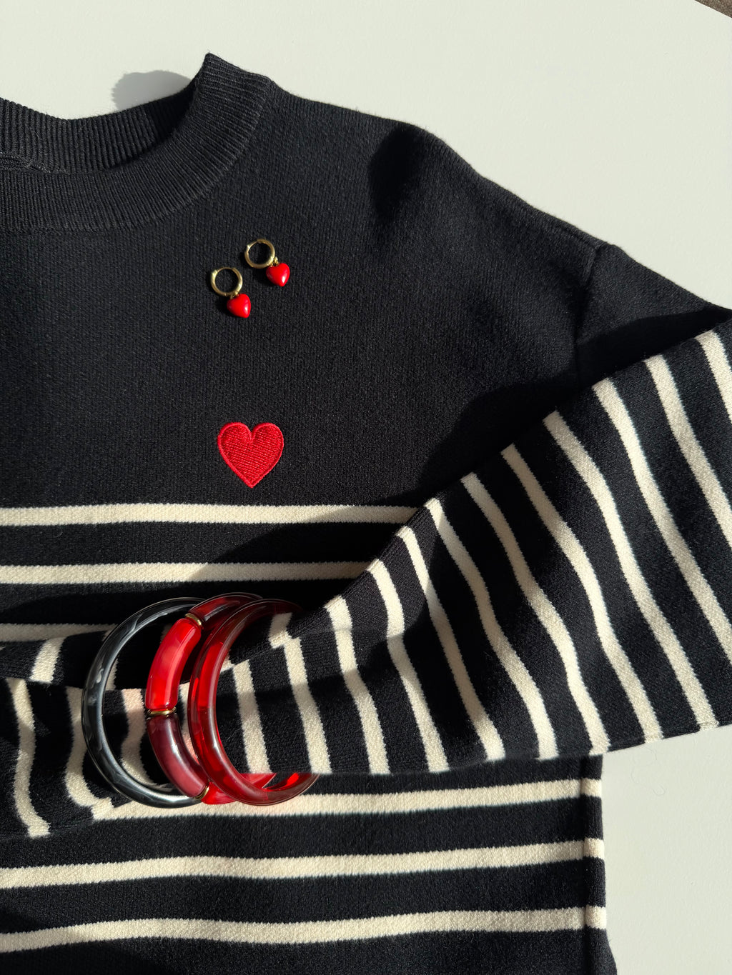 Pull marinière noir