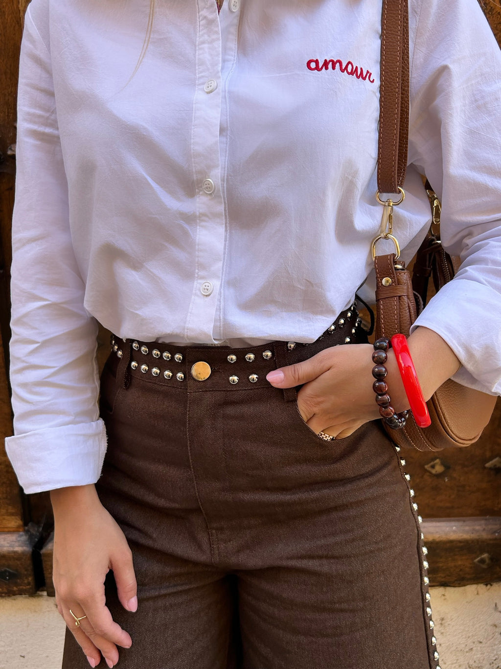 Bermuda marron clouté