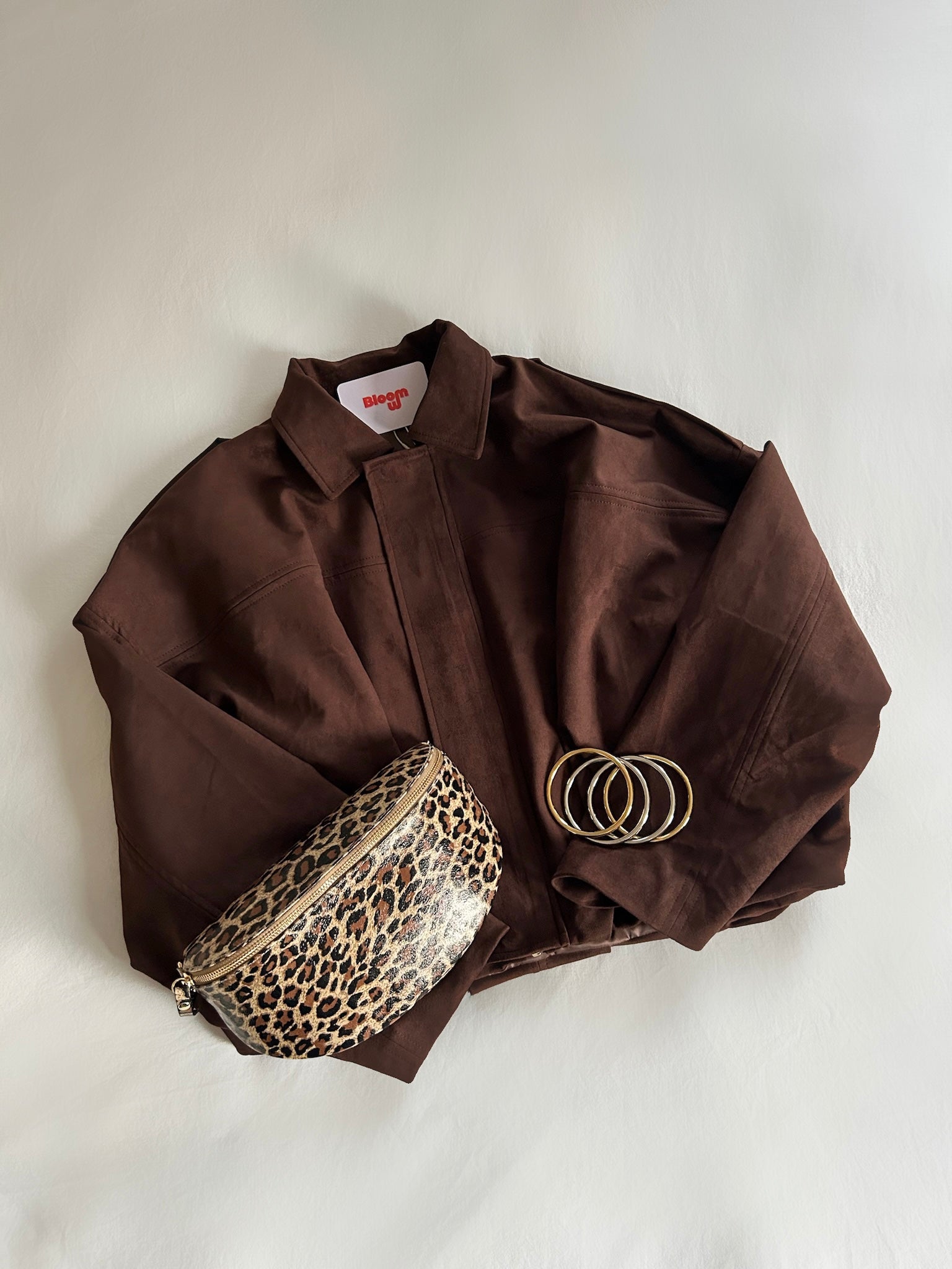 Blouson chocolat effet daim