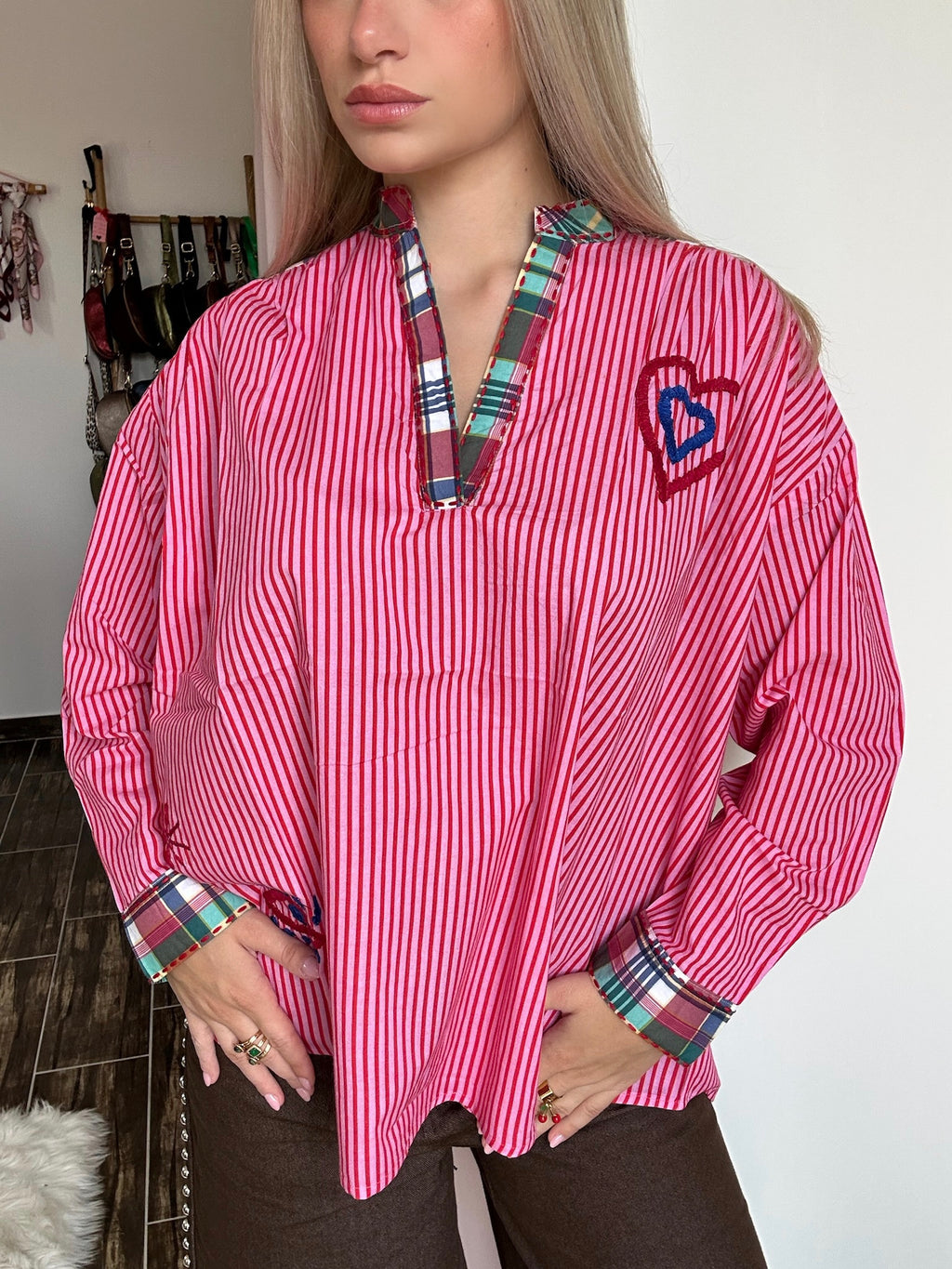 Blouse rayée à motifs