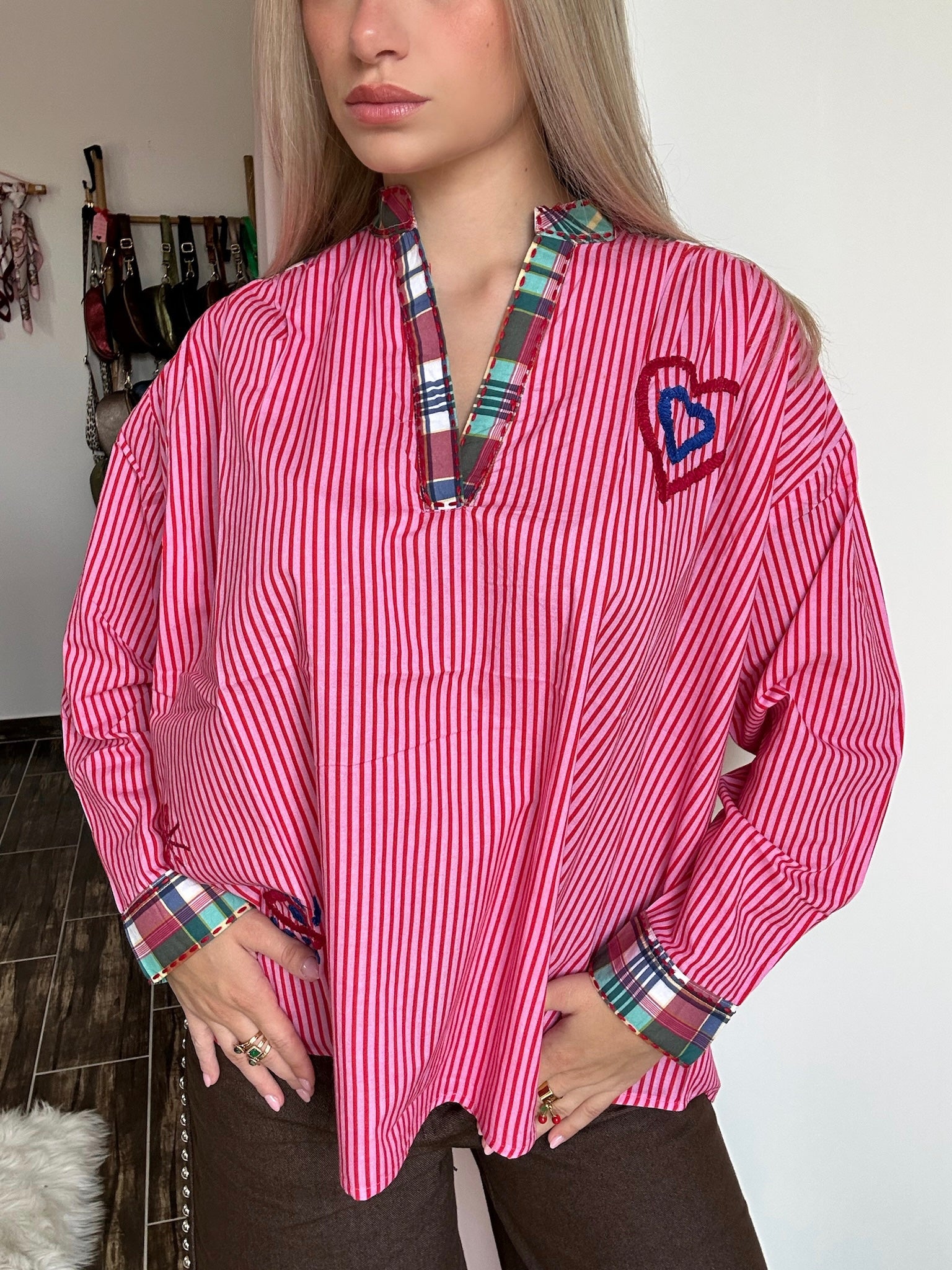 Blouse rayée à motifs