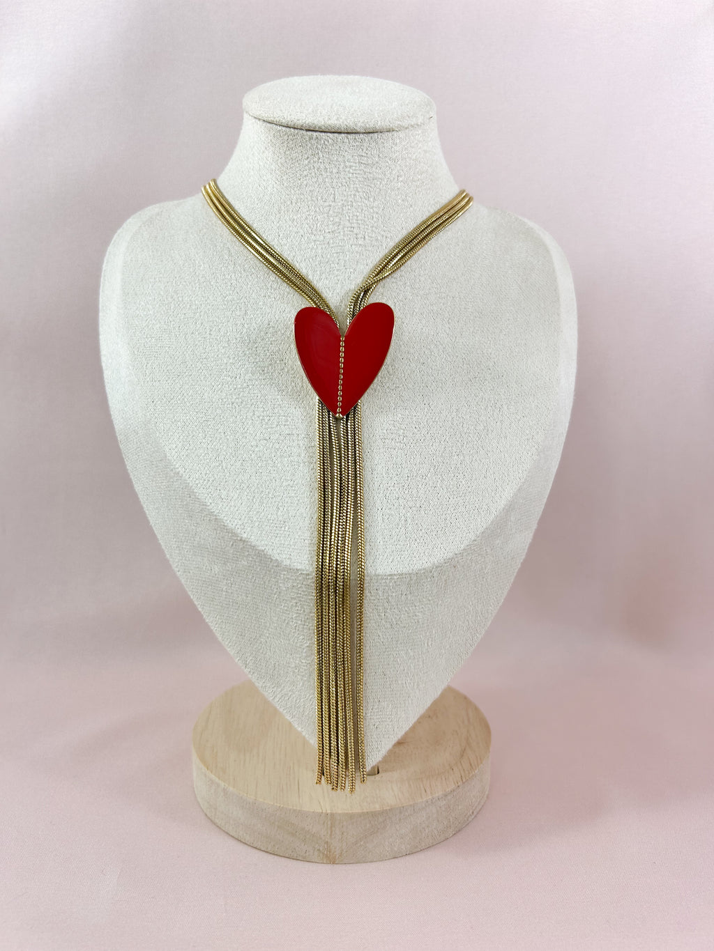 Collier sautoir coeur rouge