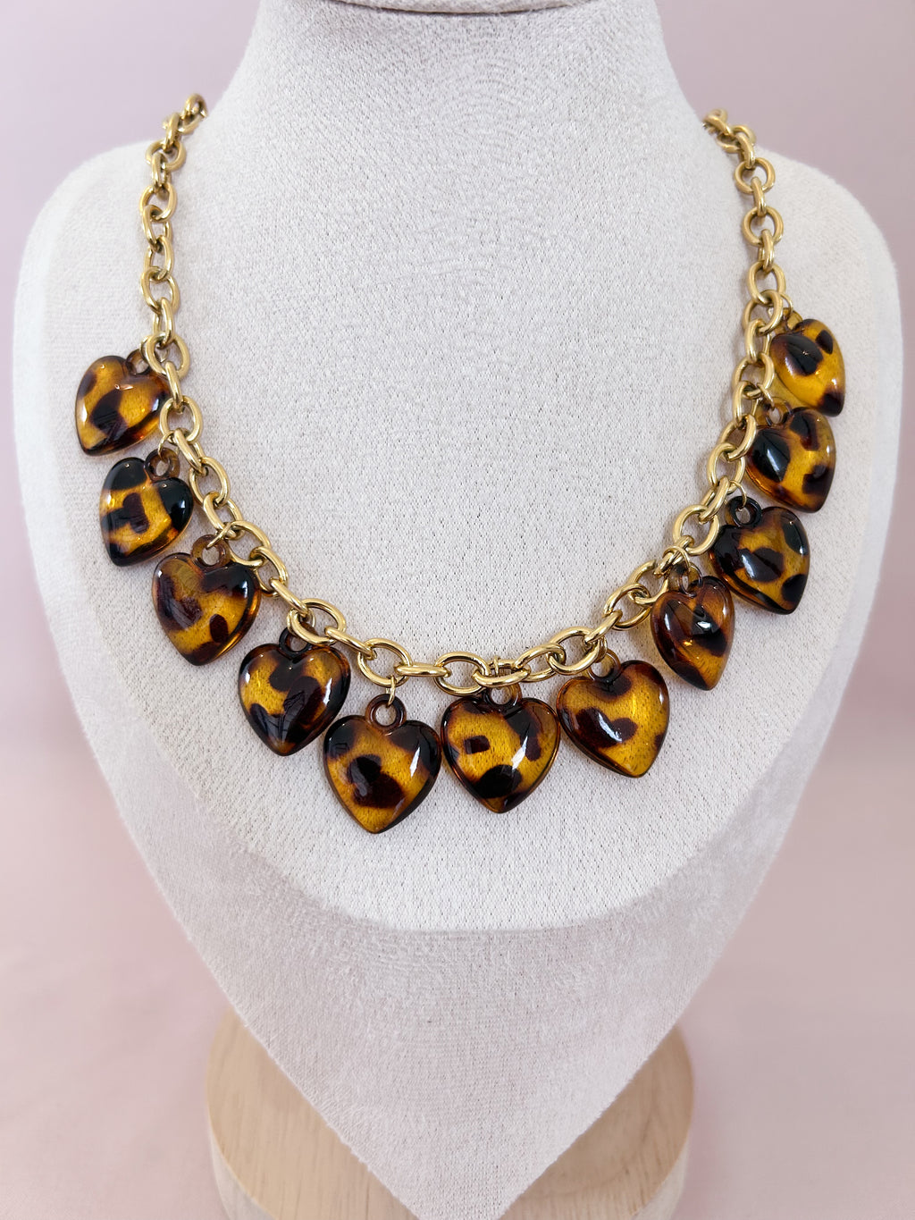 Collier coeur léopard