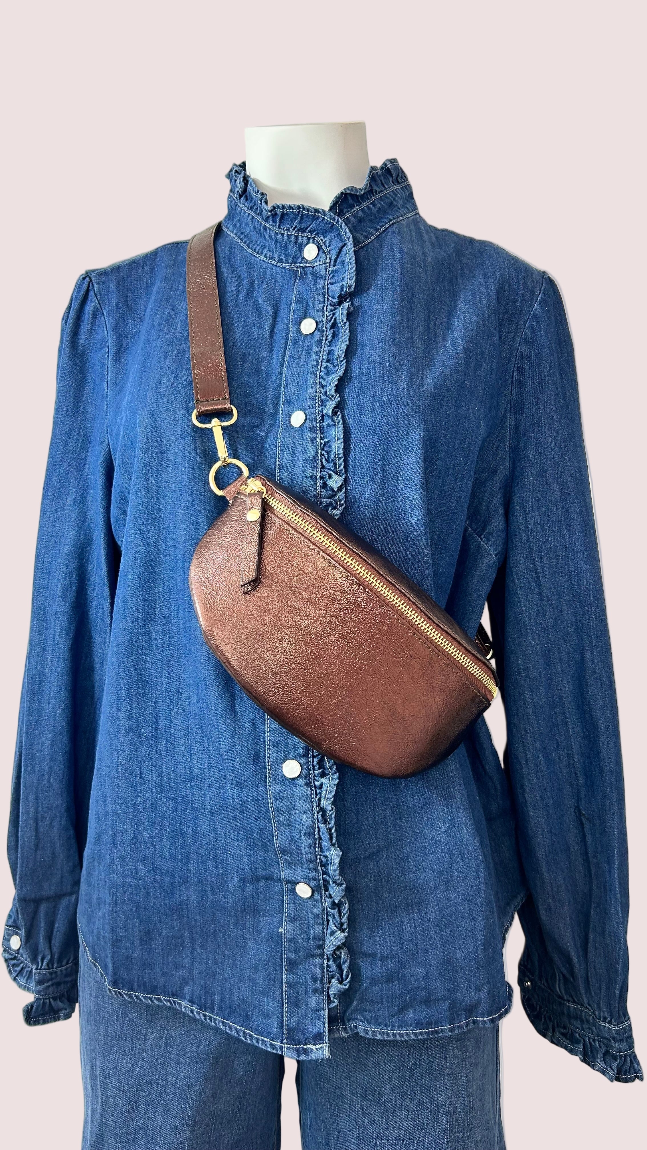 Sac banane cuir irisé Petit Modèle