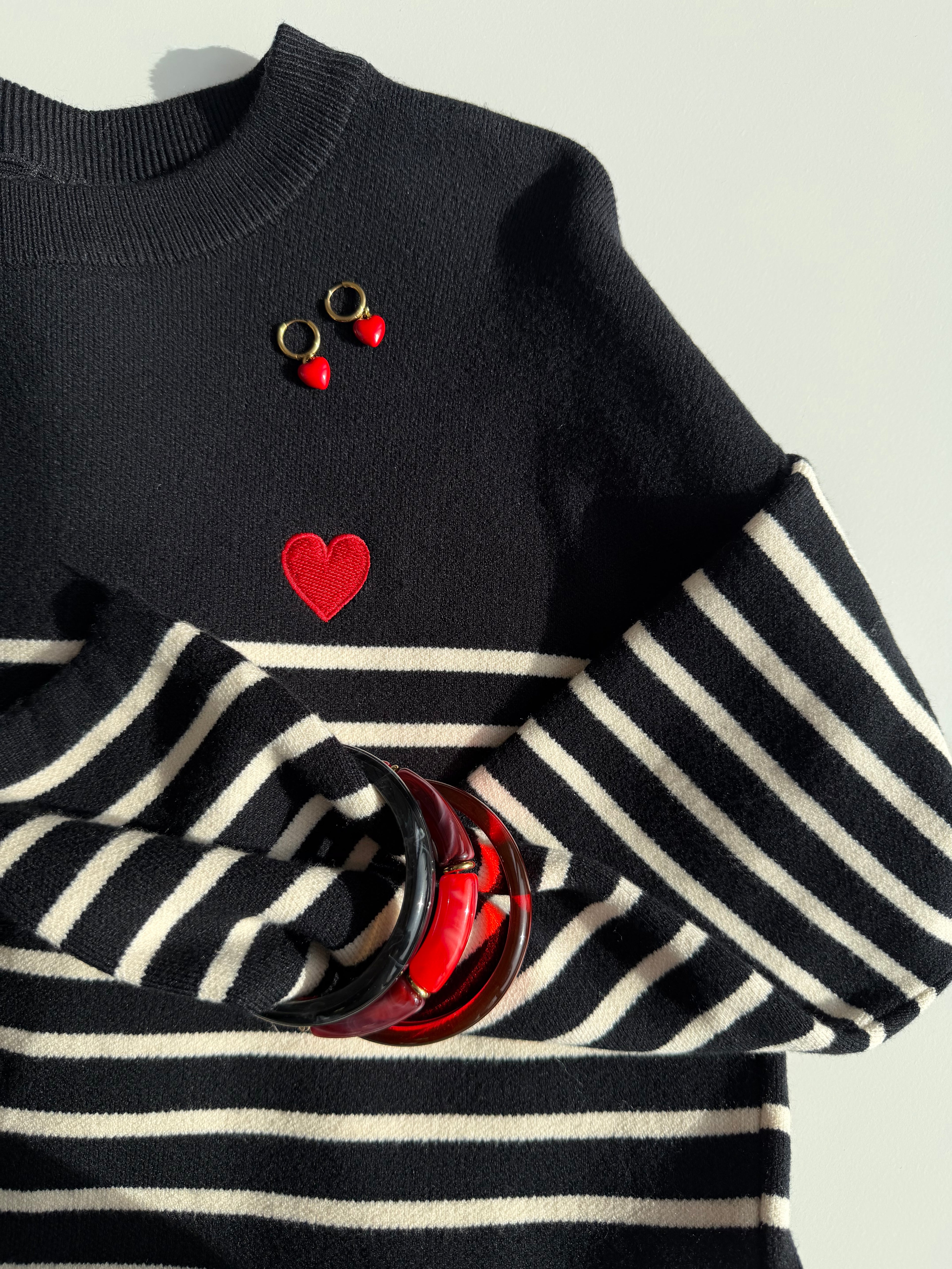 Pull marinière noir