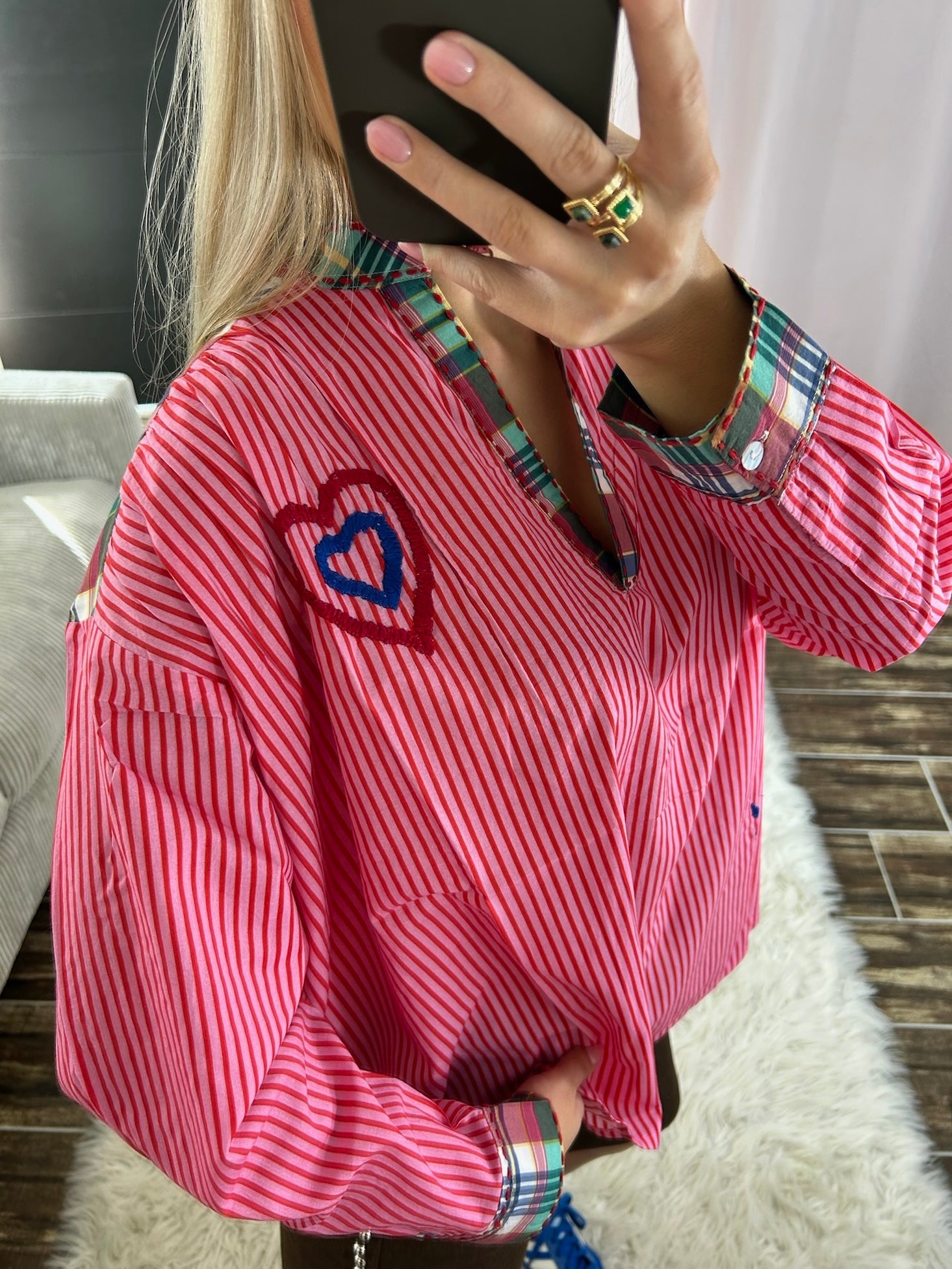 Blouse rayée à motifs