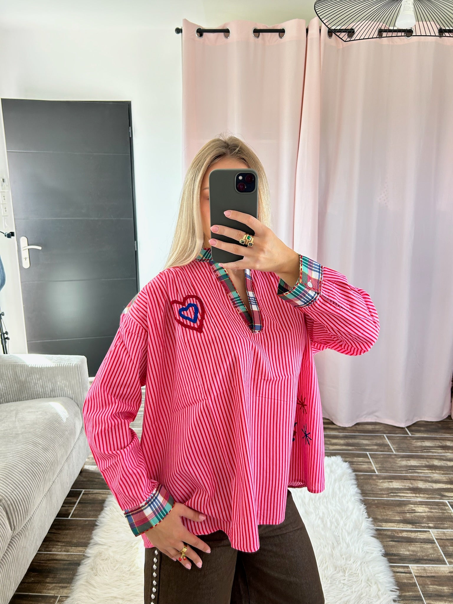 Blouse rayée à motifs