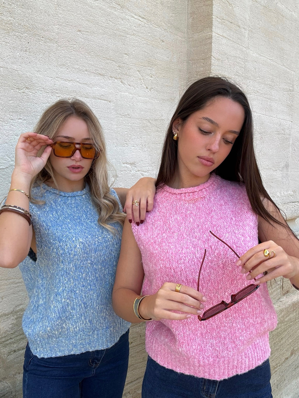 Pull sans manches chiné