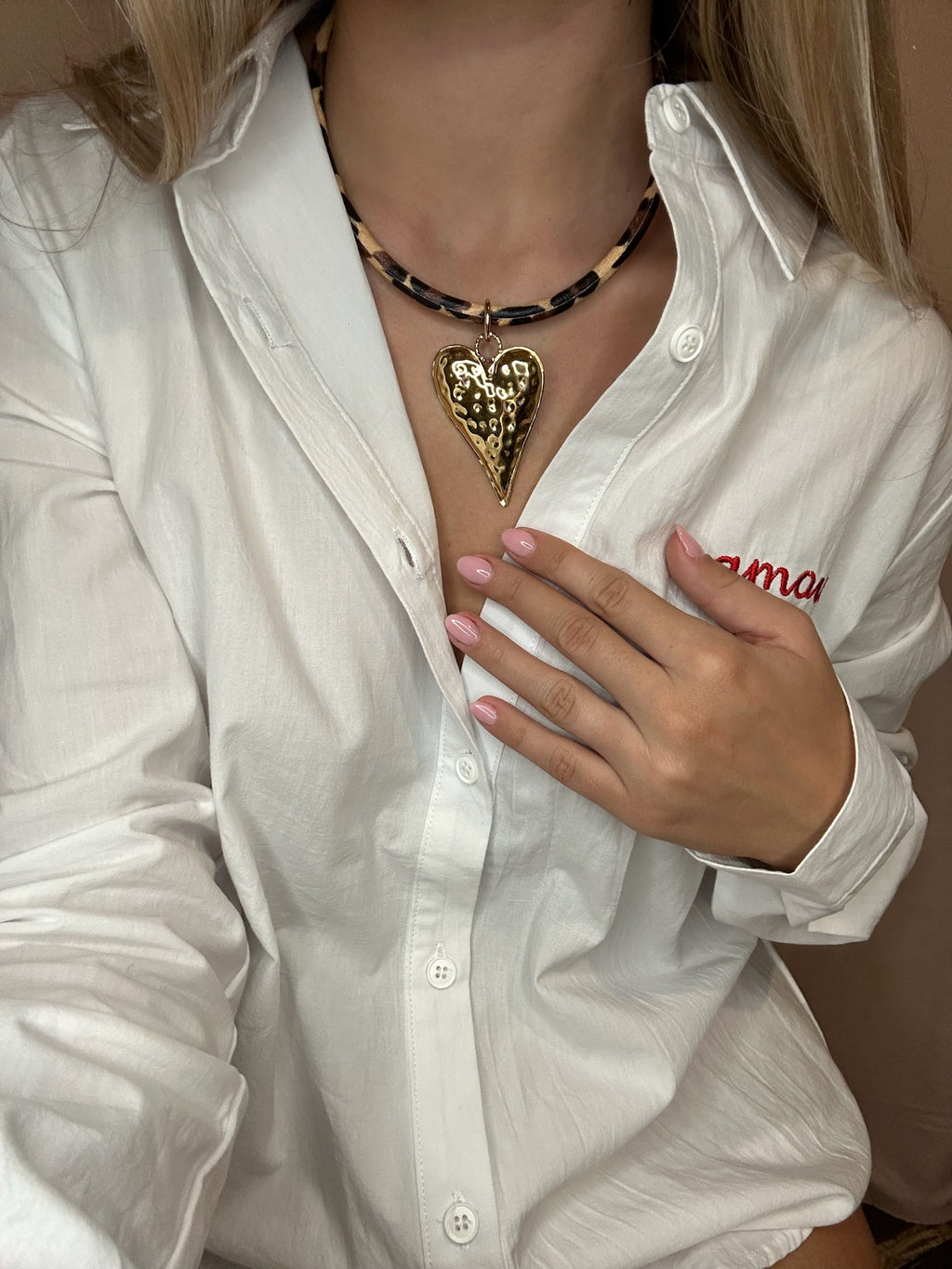 Collier coeur léopard
