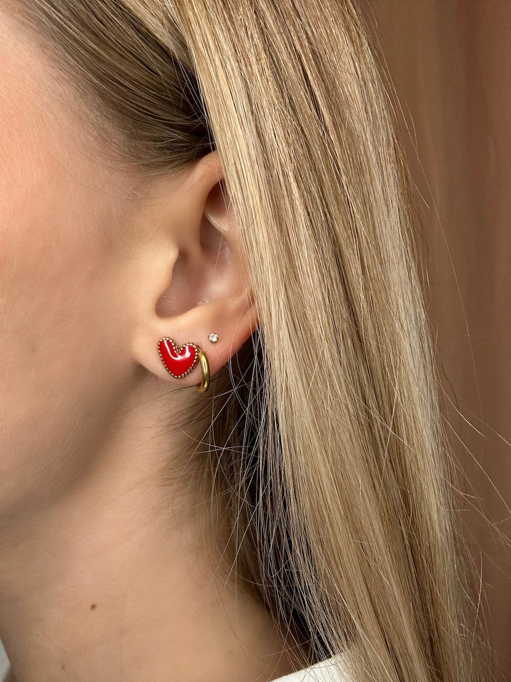 Boucles d'oreilles coeur rouge