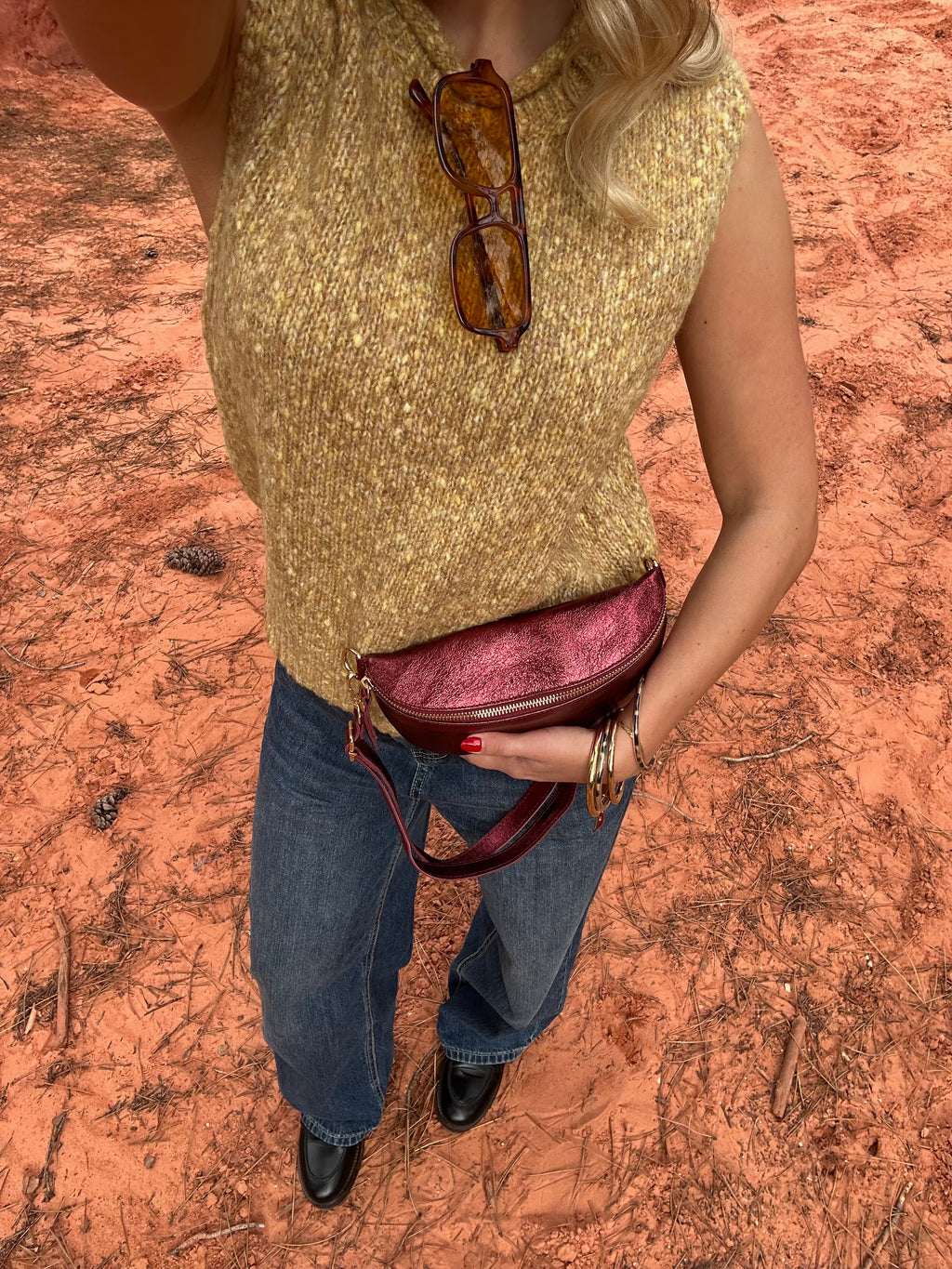 Sac banane cuir irisé Petit Modèle