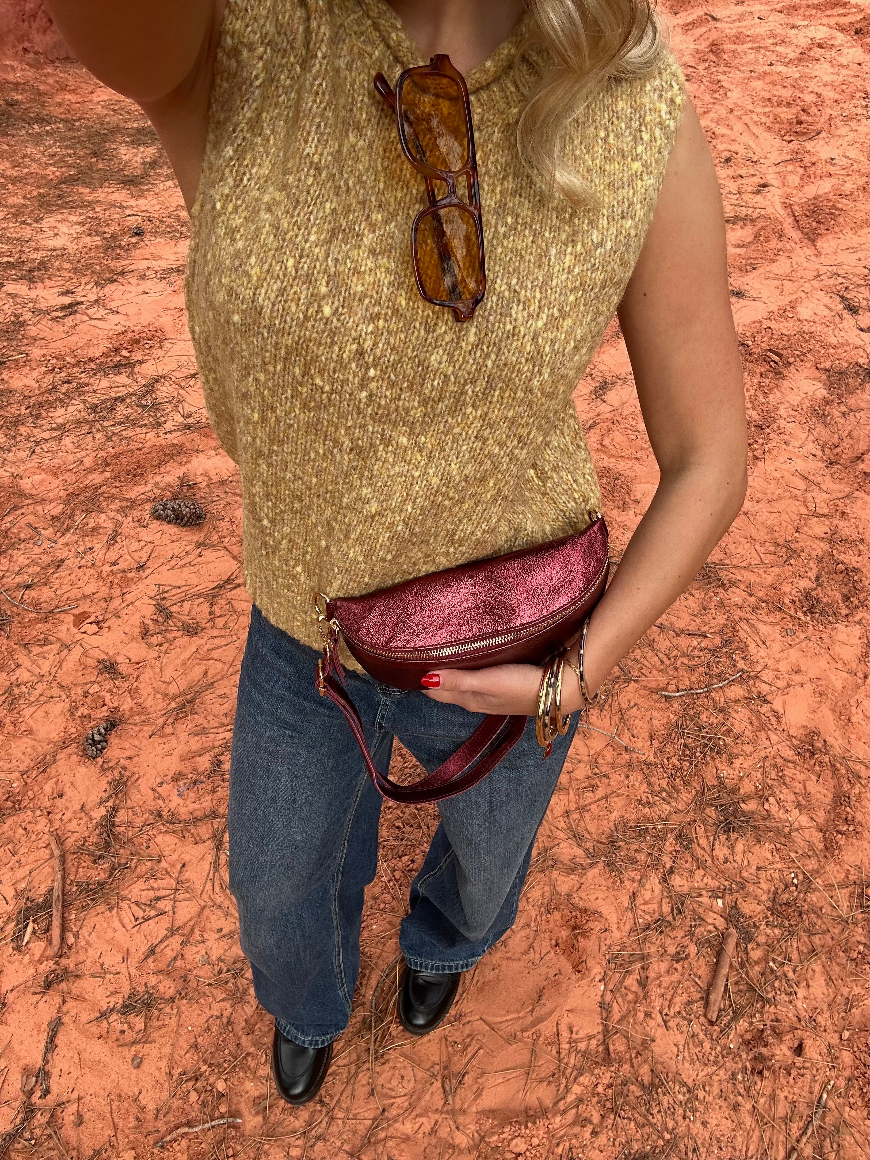 Sac banane cuir irisé Petit Modèle