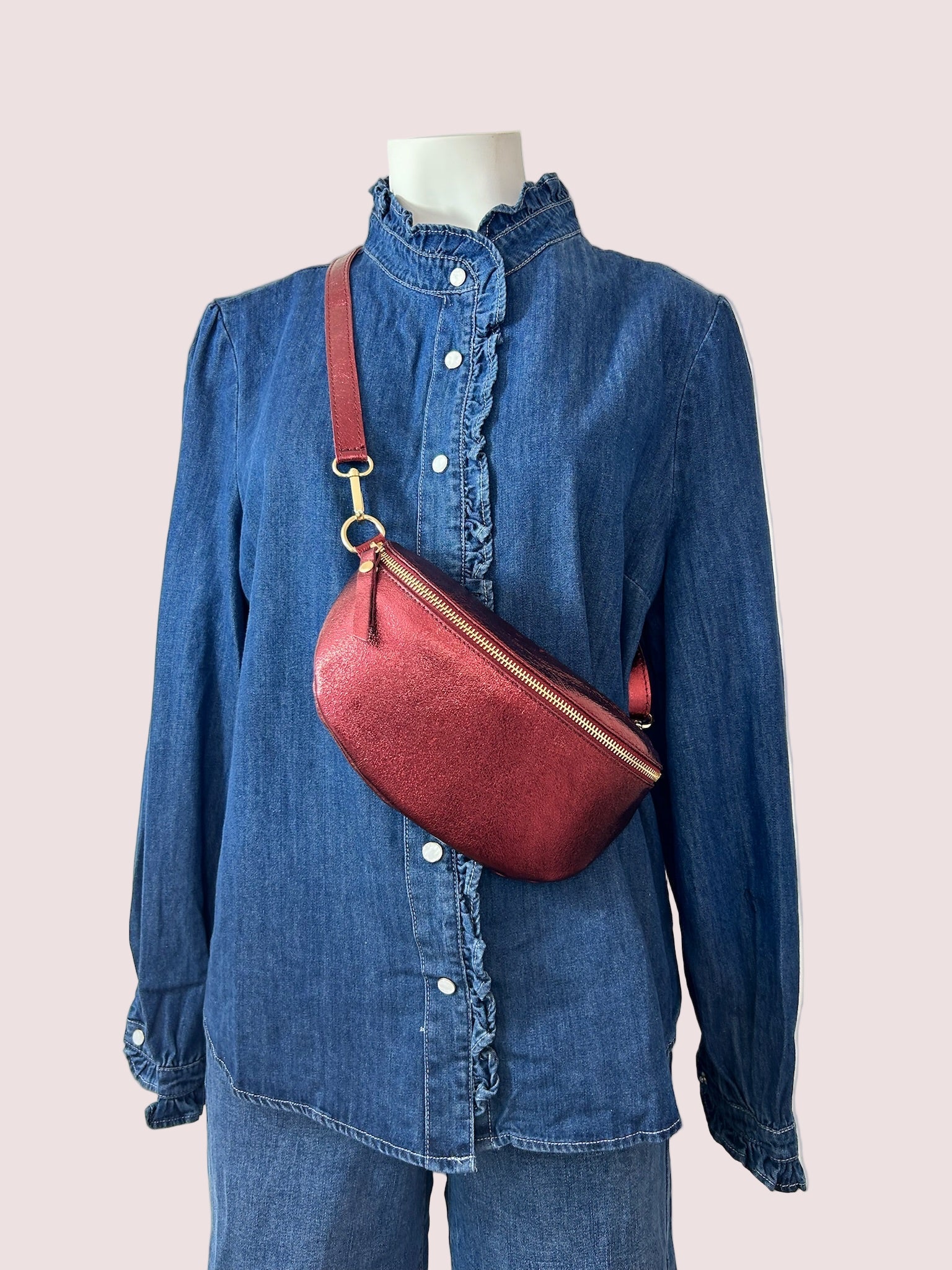 Sac banane cuir irisé Petit Modèle