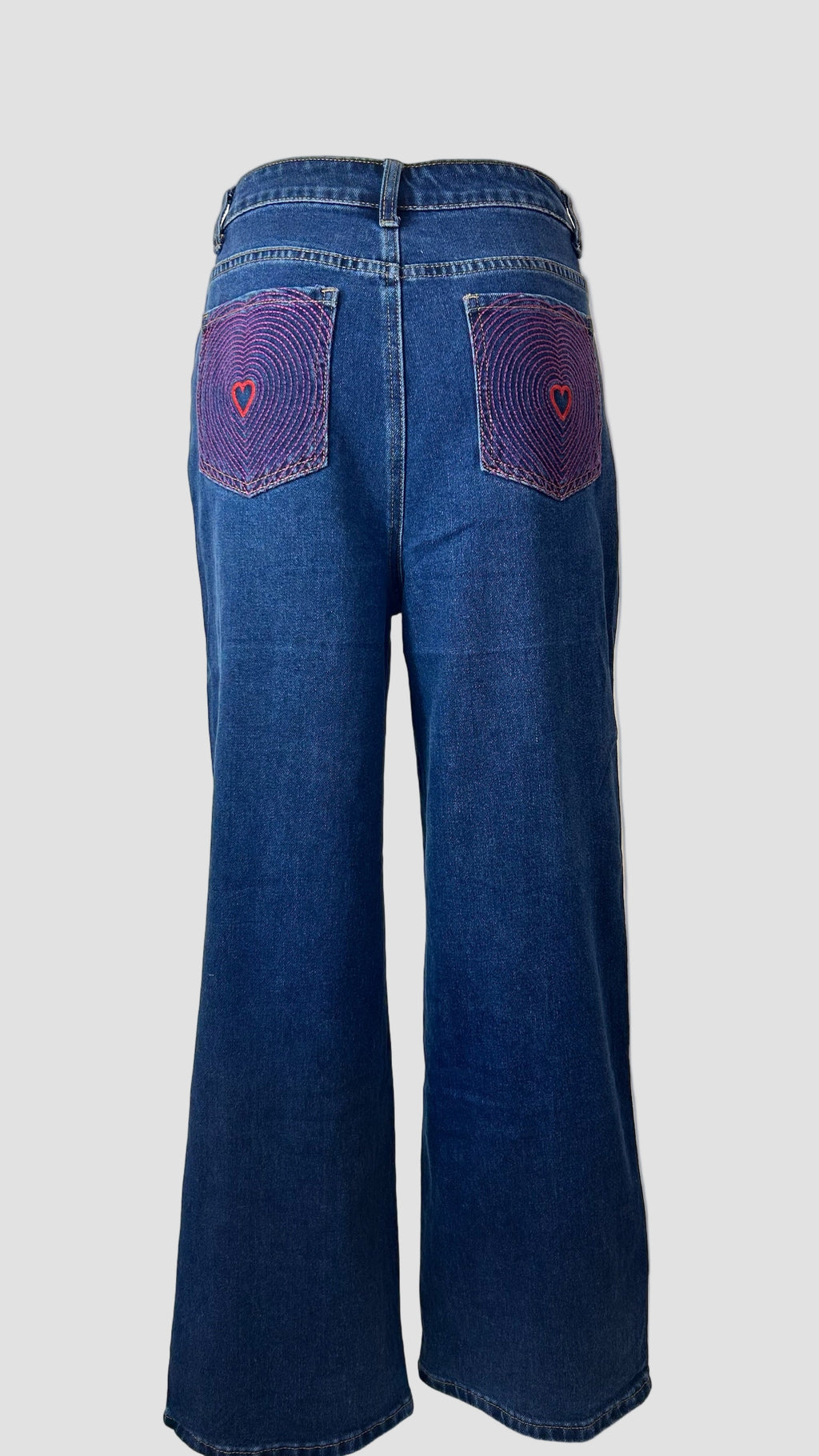 Jean broderie coeur poches