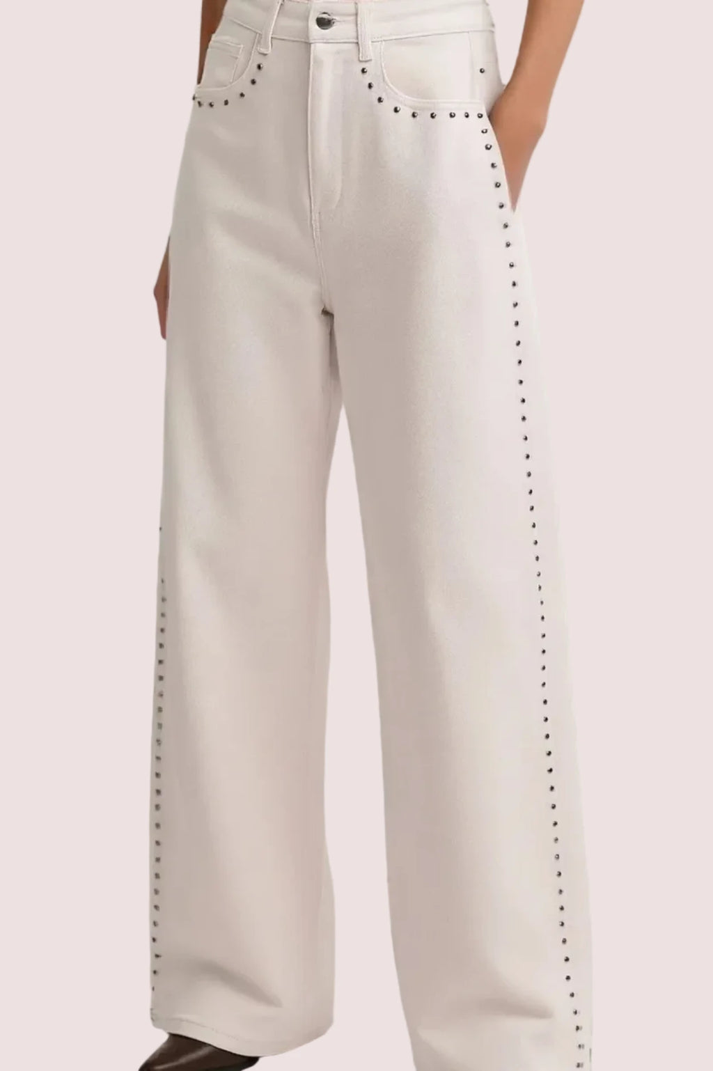Jean clouté beige