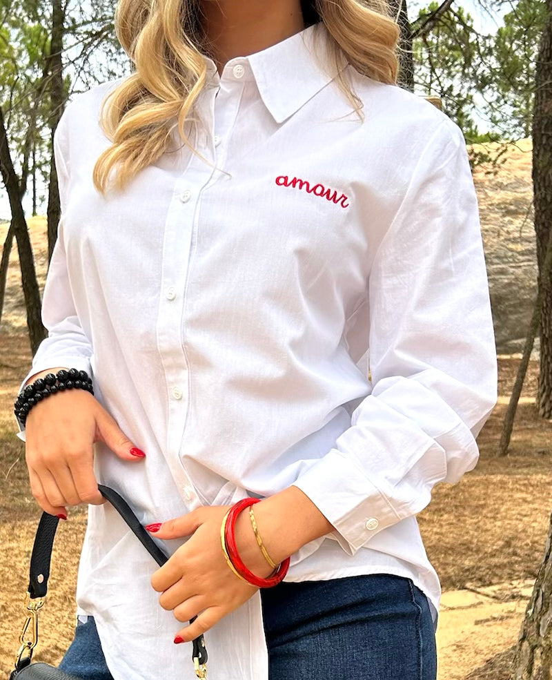 Chemise blanche broderie Amour