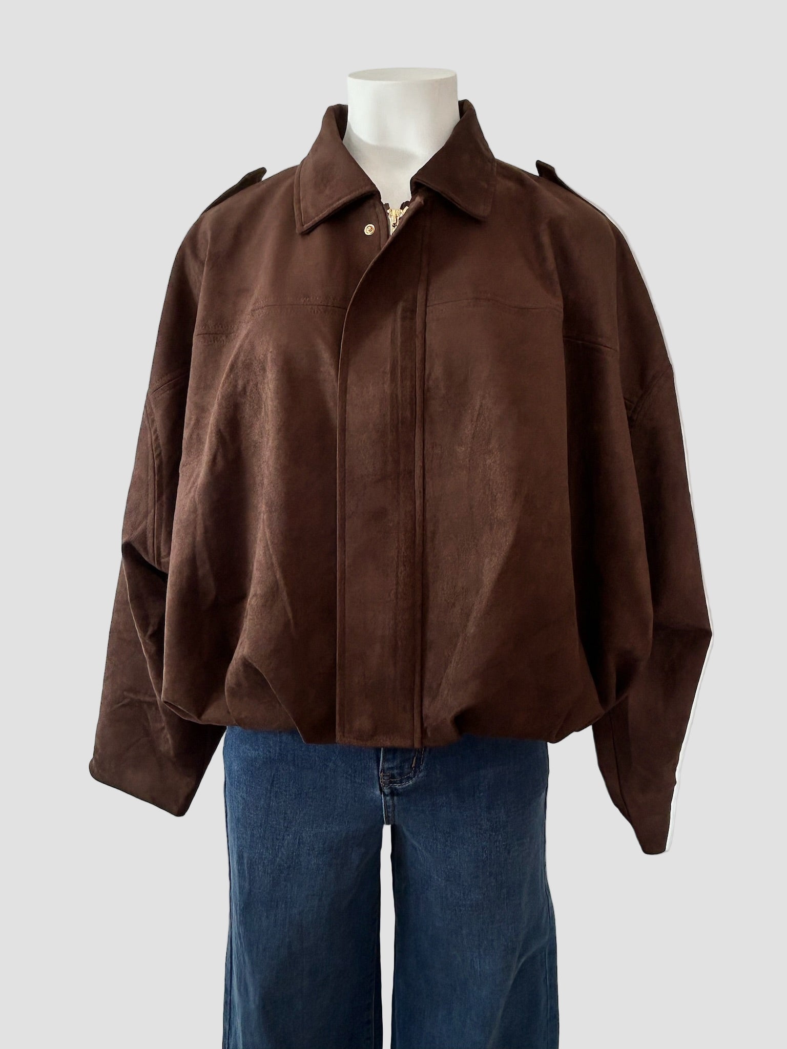 Blouson chocolat effet daim