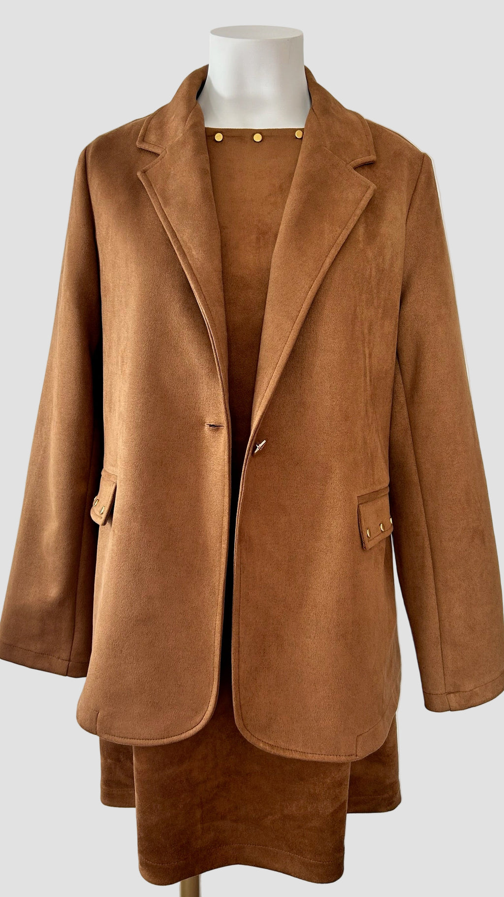 Robe courte en suédine camel