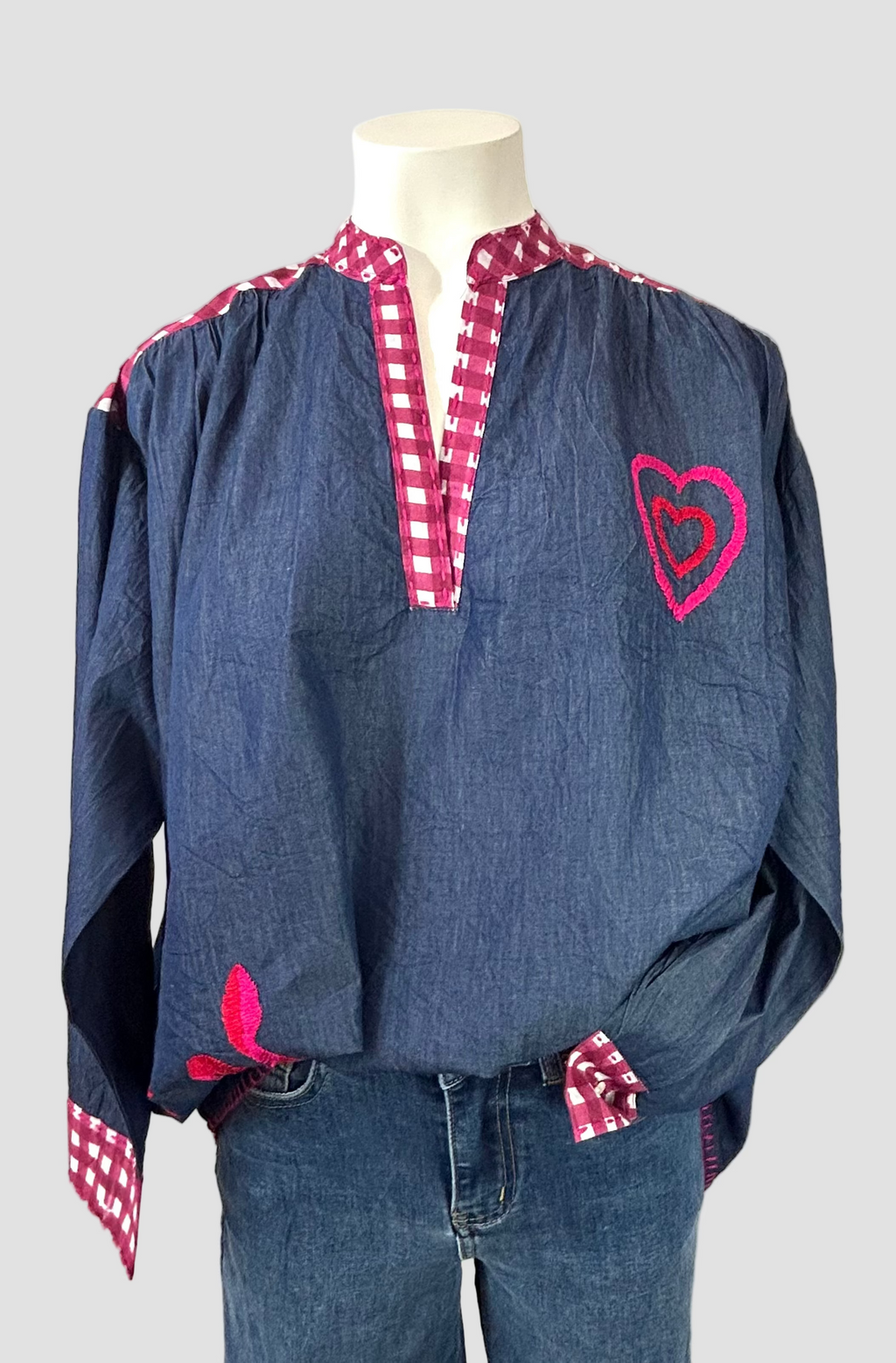 Blouse en jean à motifs