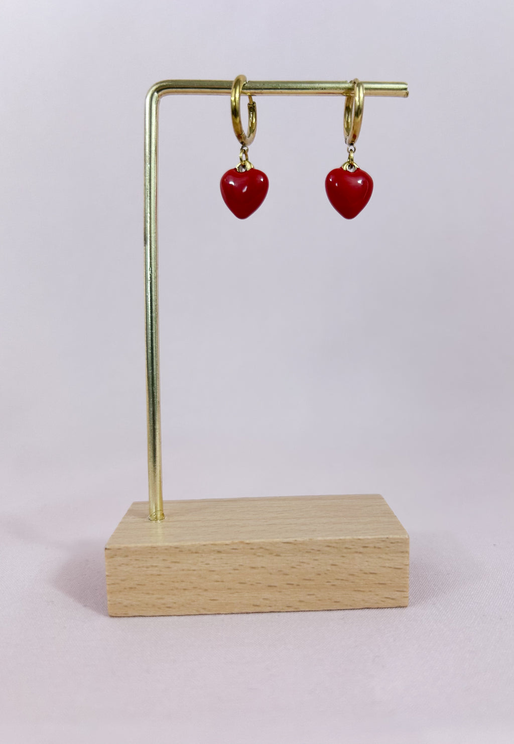 Boucles d'oreilles pendantes coeur rouge