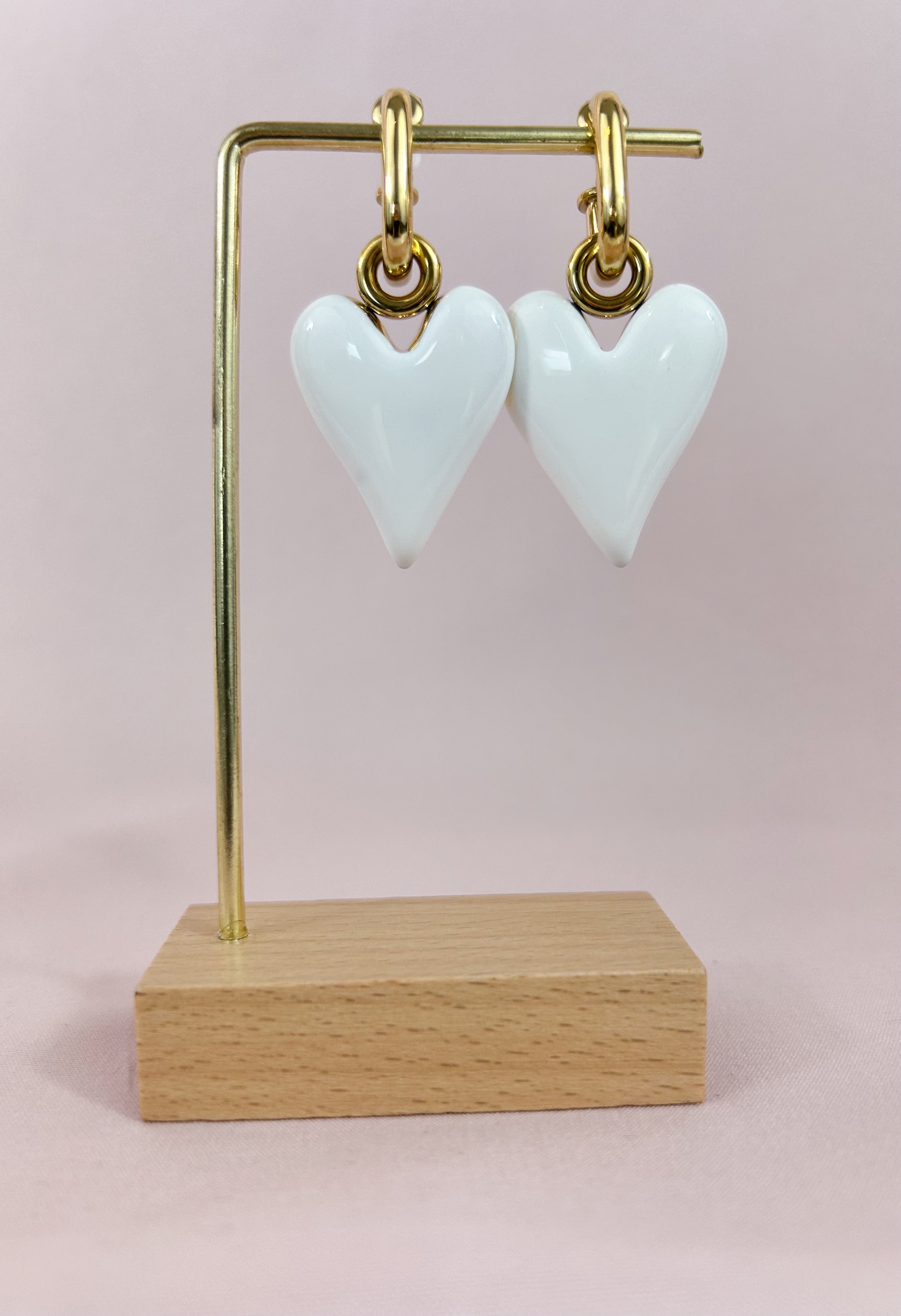 Boucles d'oreilles blanches coeur