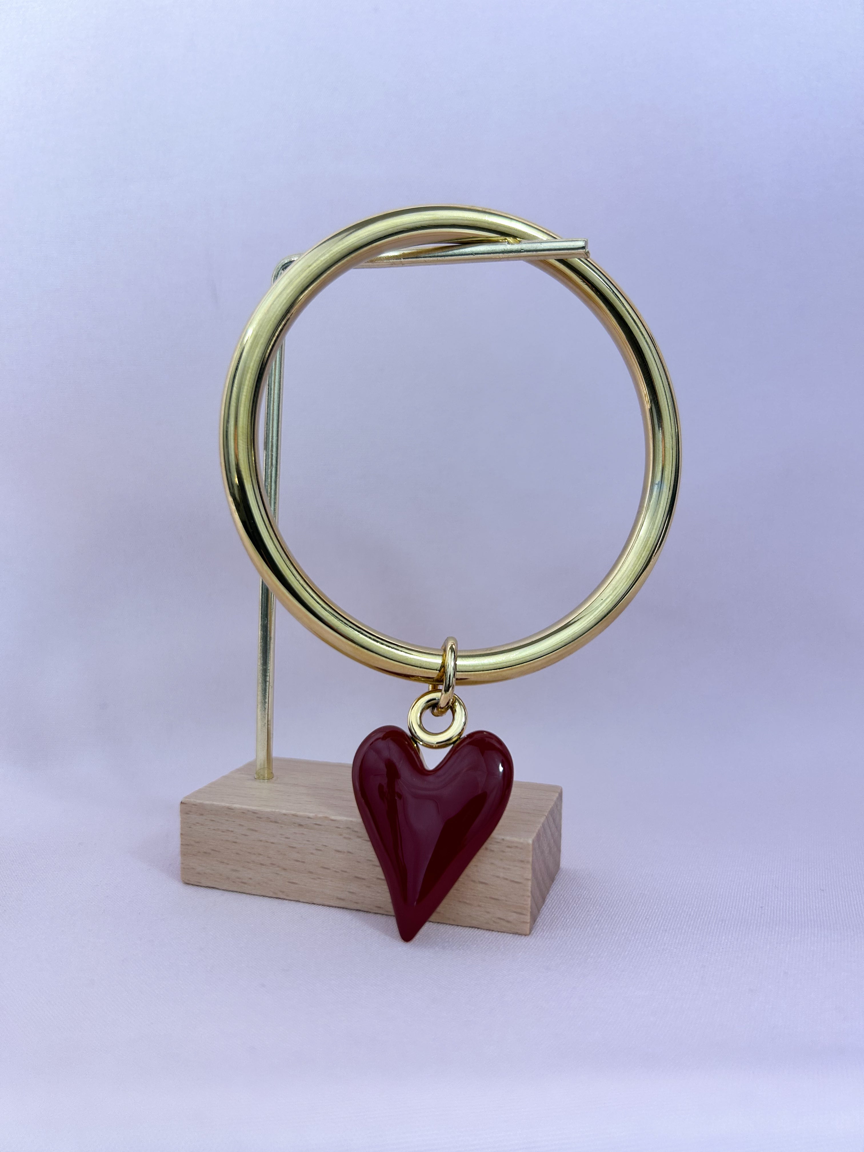 Jonc doré avec breloque coeur