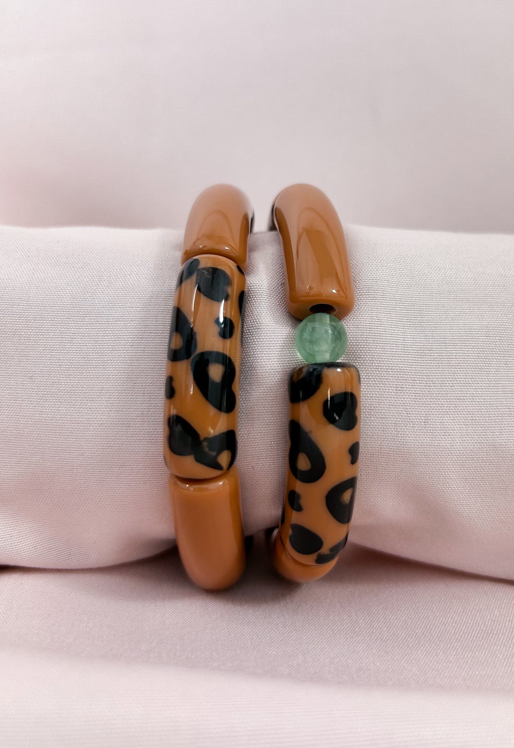 Bracelet jonc camel/léopard