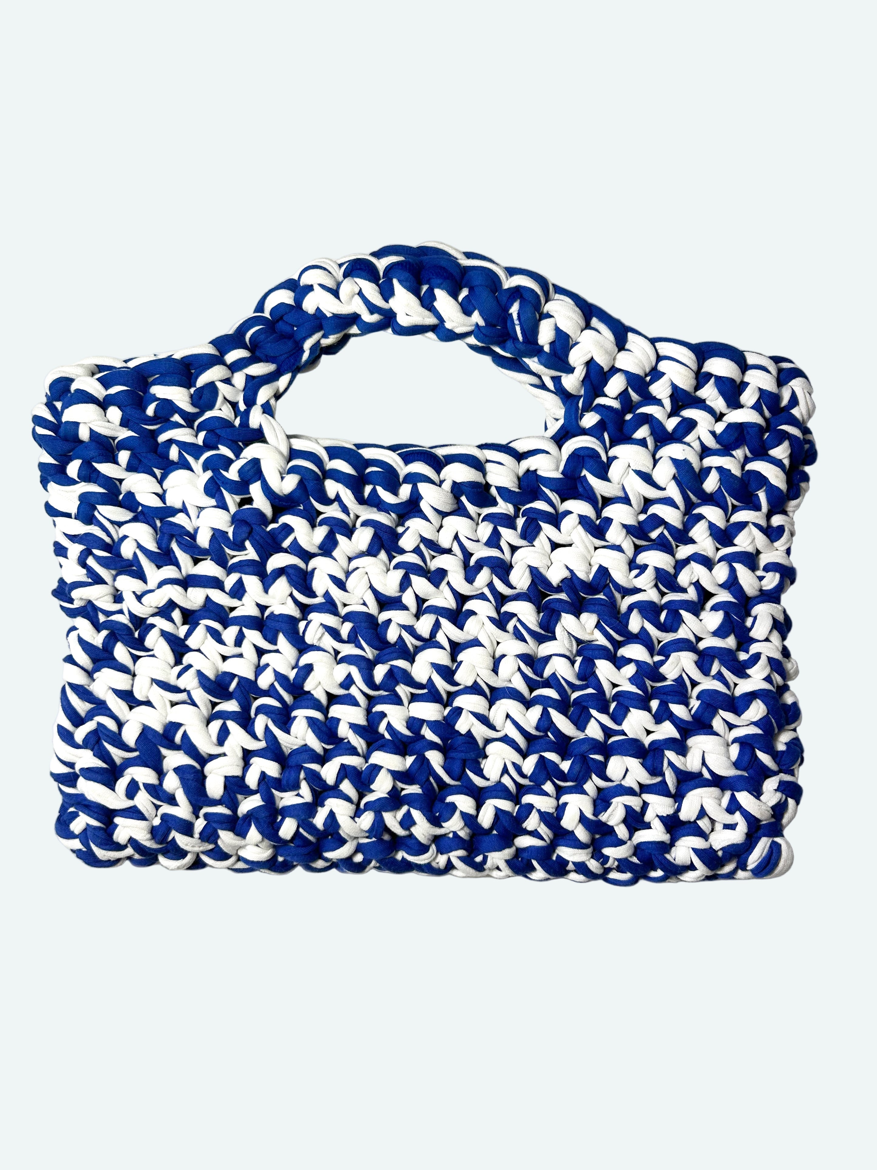 Sac fait main bleu/blanc