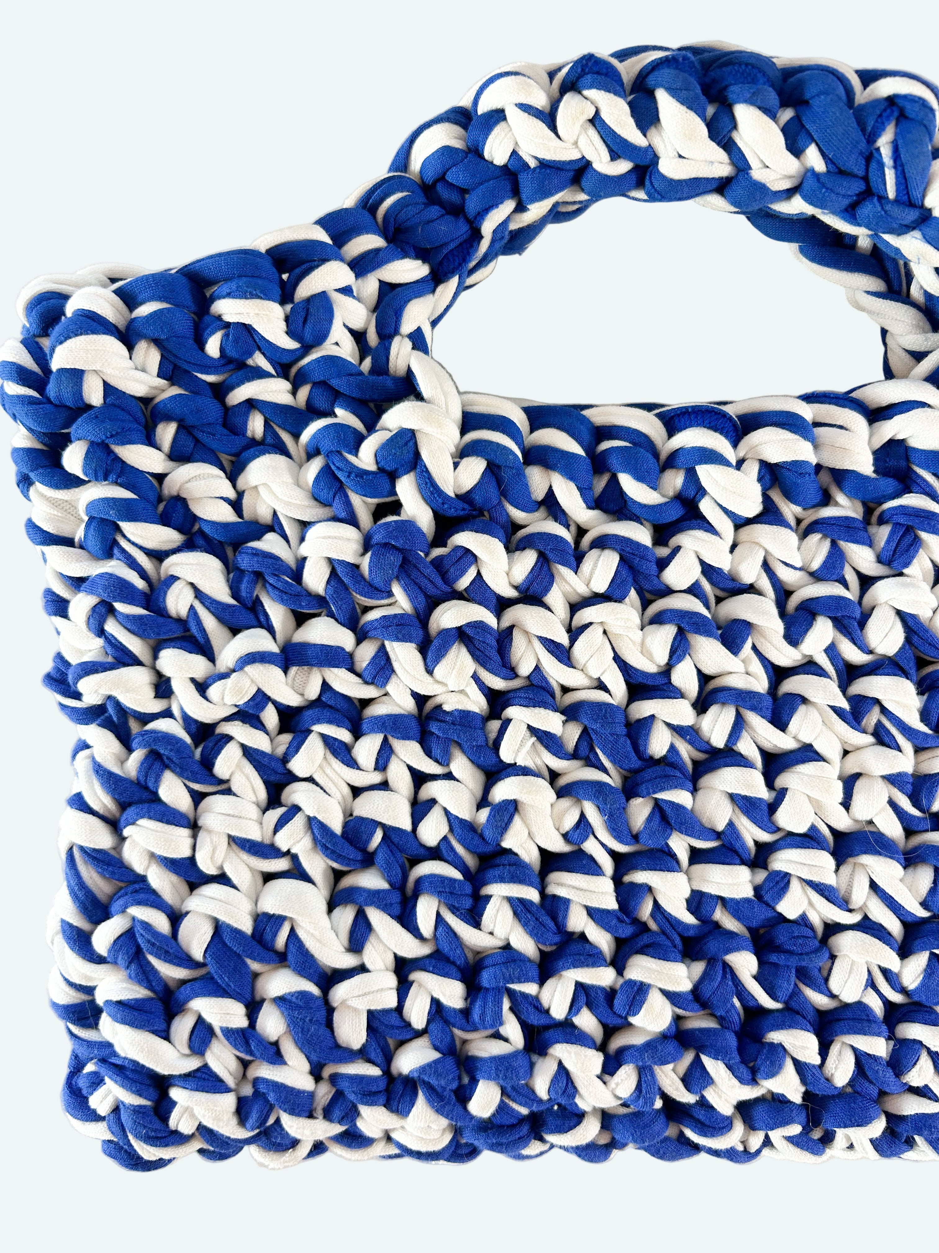Sac fait main bleu/blanc