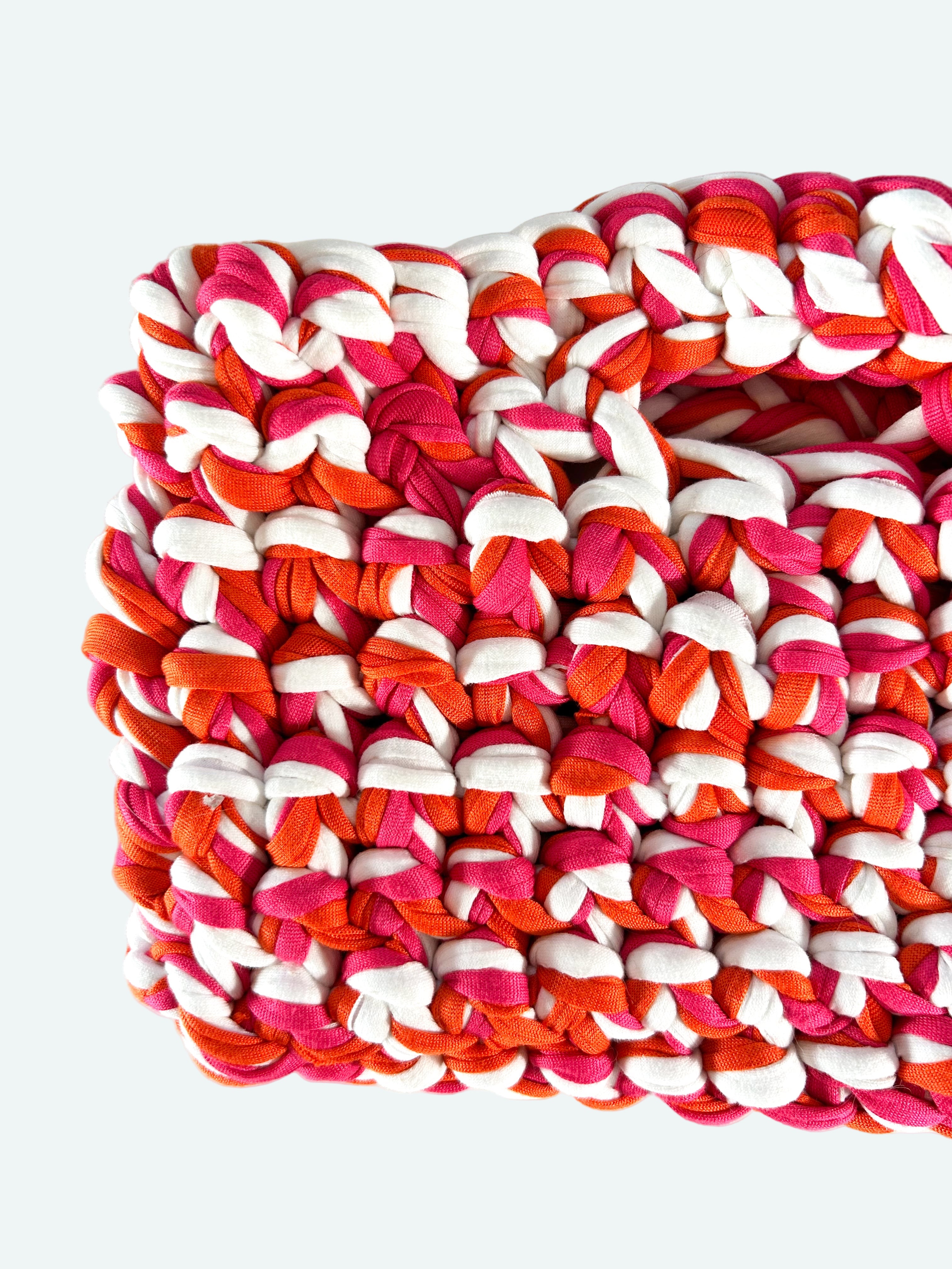 Sac fait main fuchsia /blanc/orange