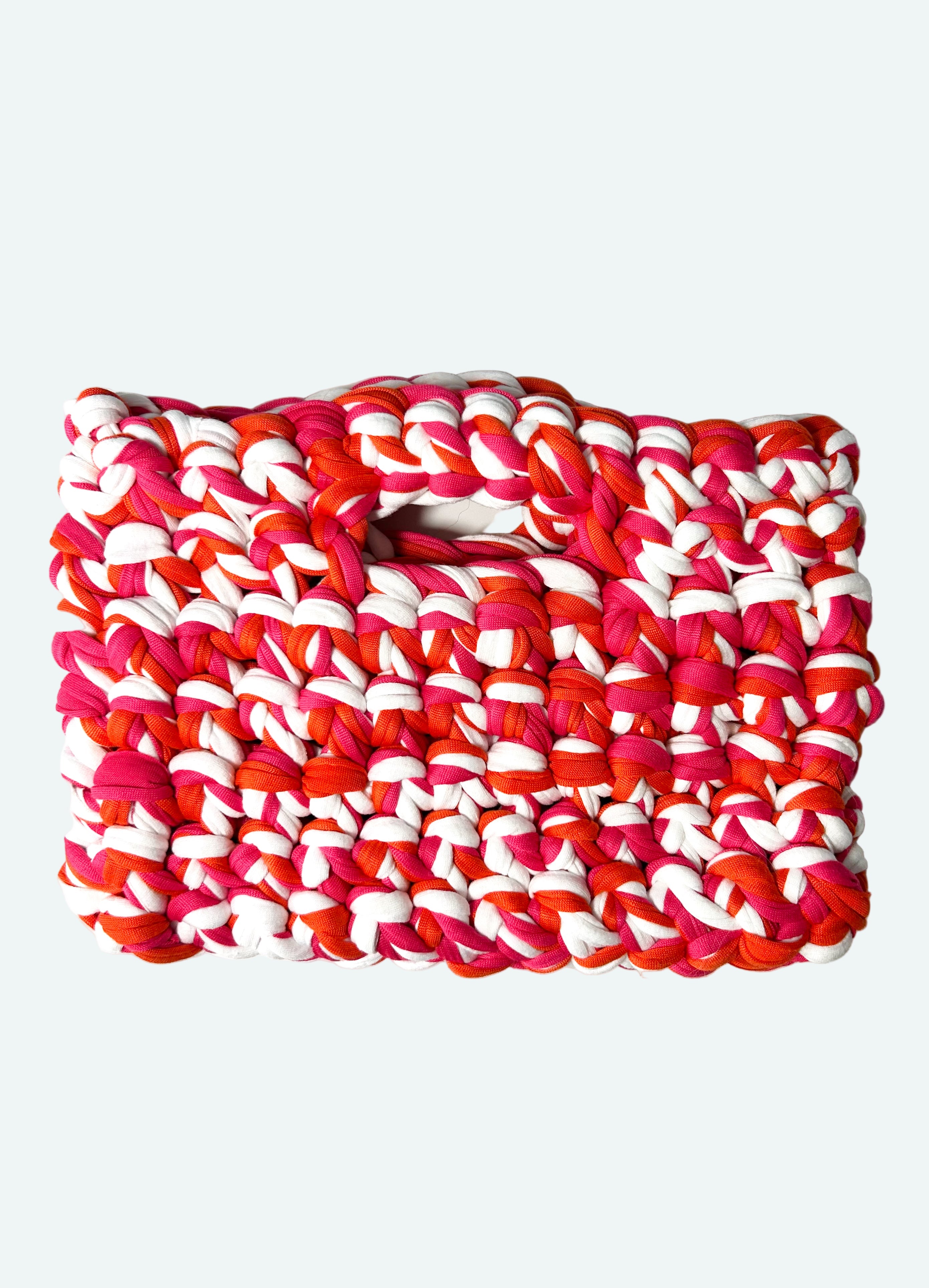 Sac fait main fuchsia /blanc/orange