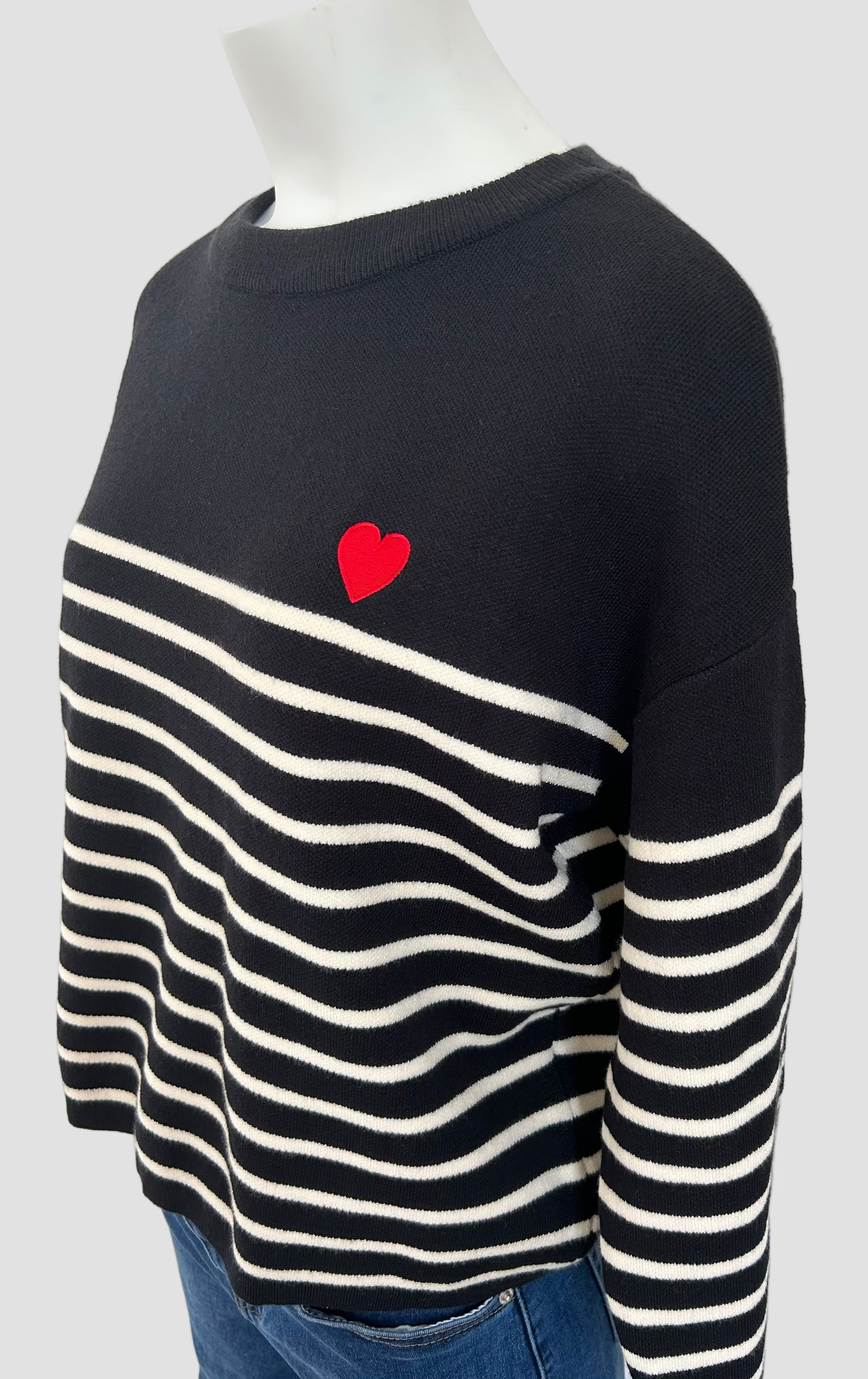 Pull marinière noir