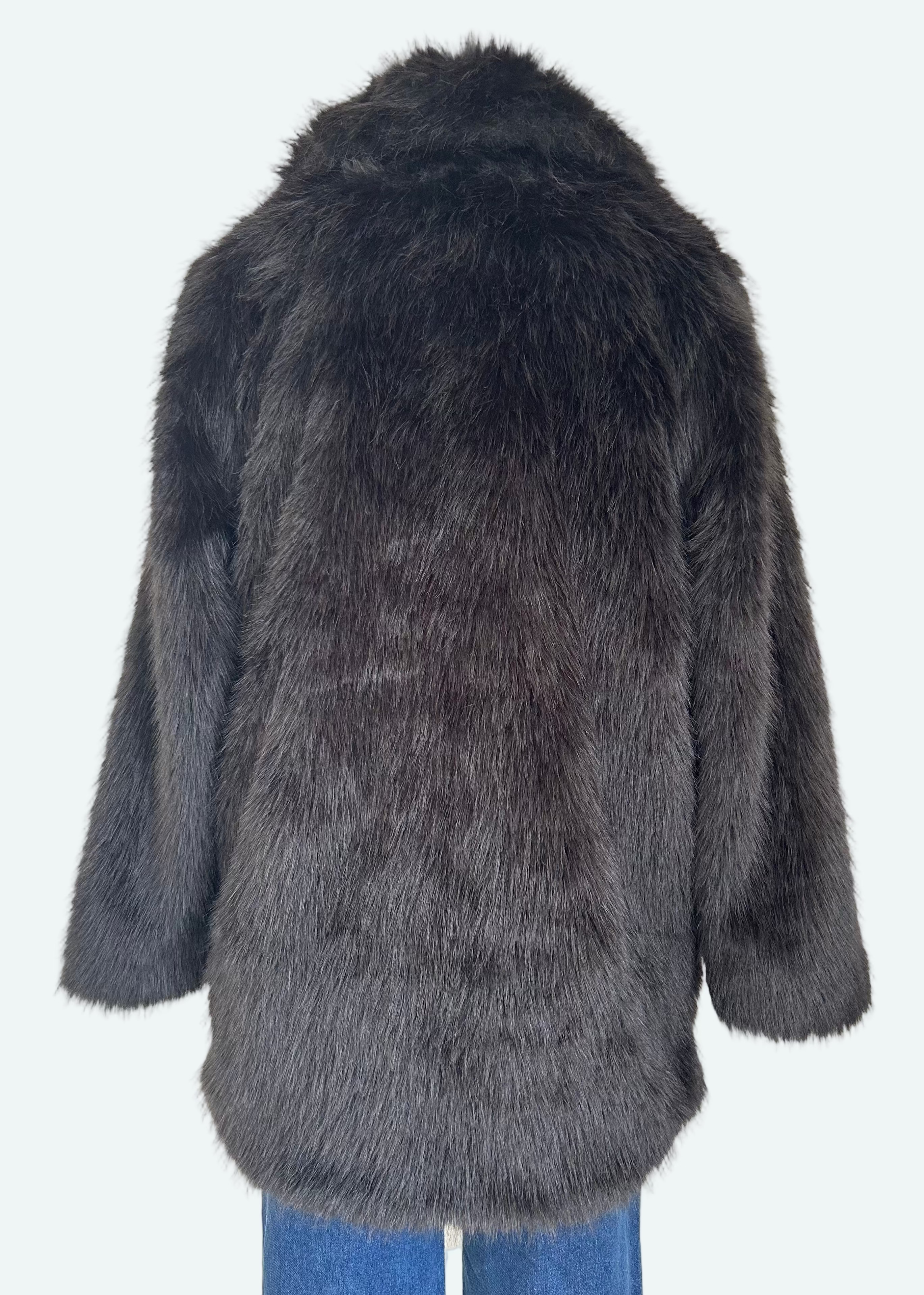 Manteau effet fourrure noir