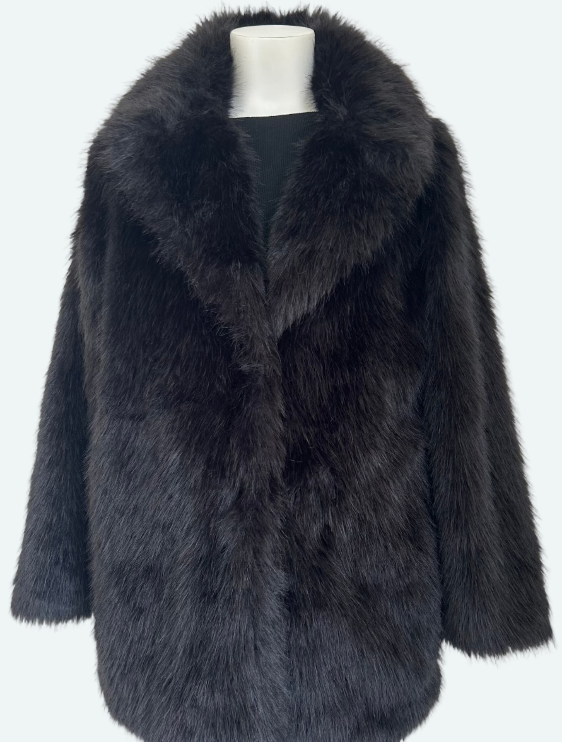 Manteau effet fourrure noir