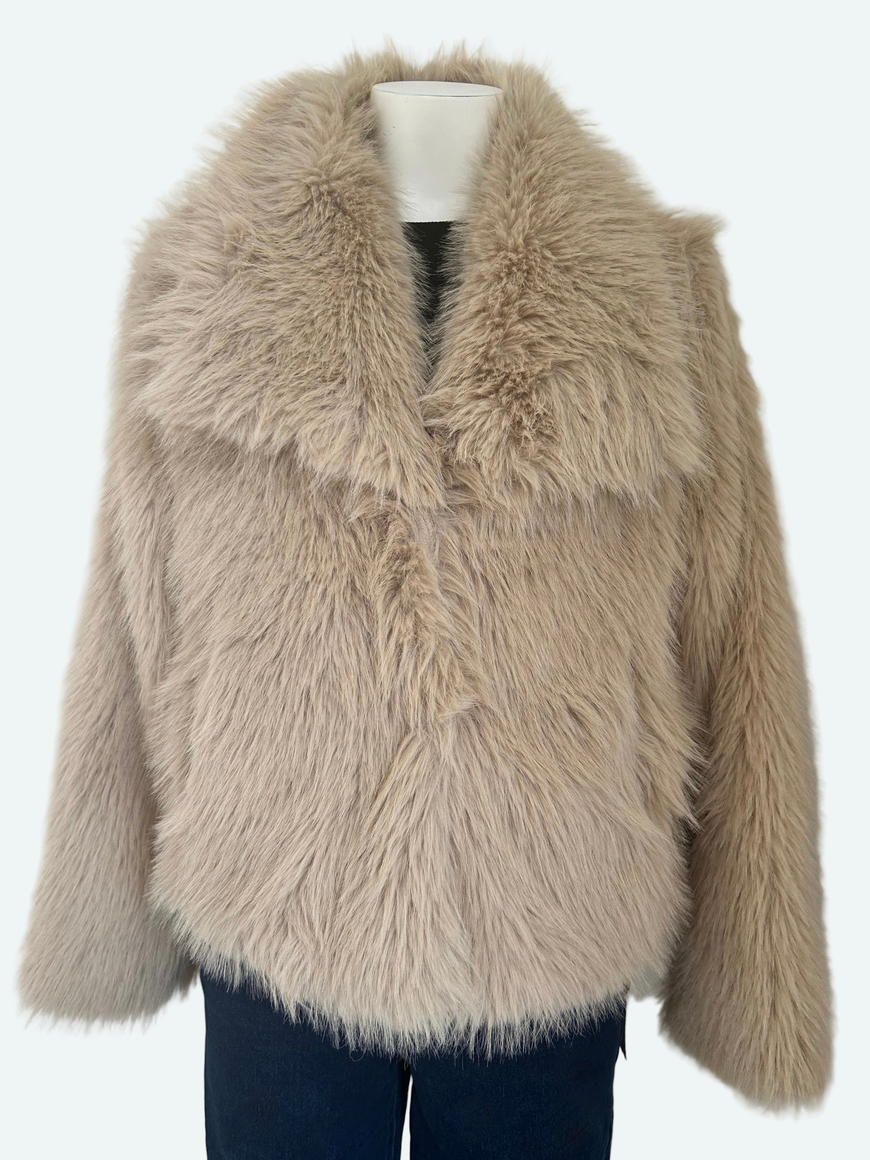 Veste effet fourrure beige