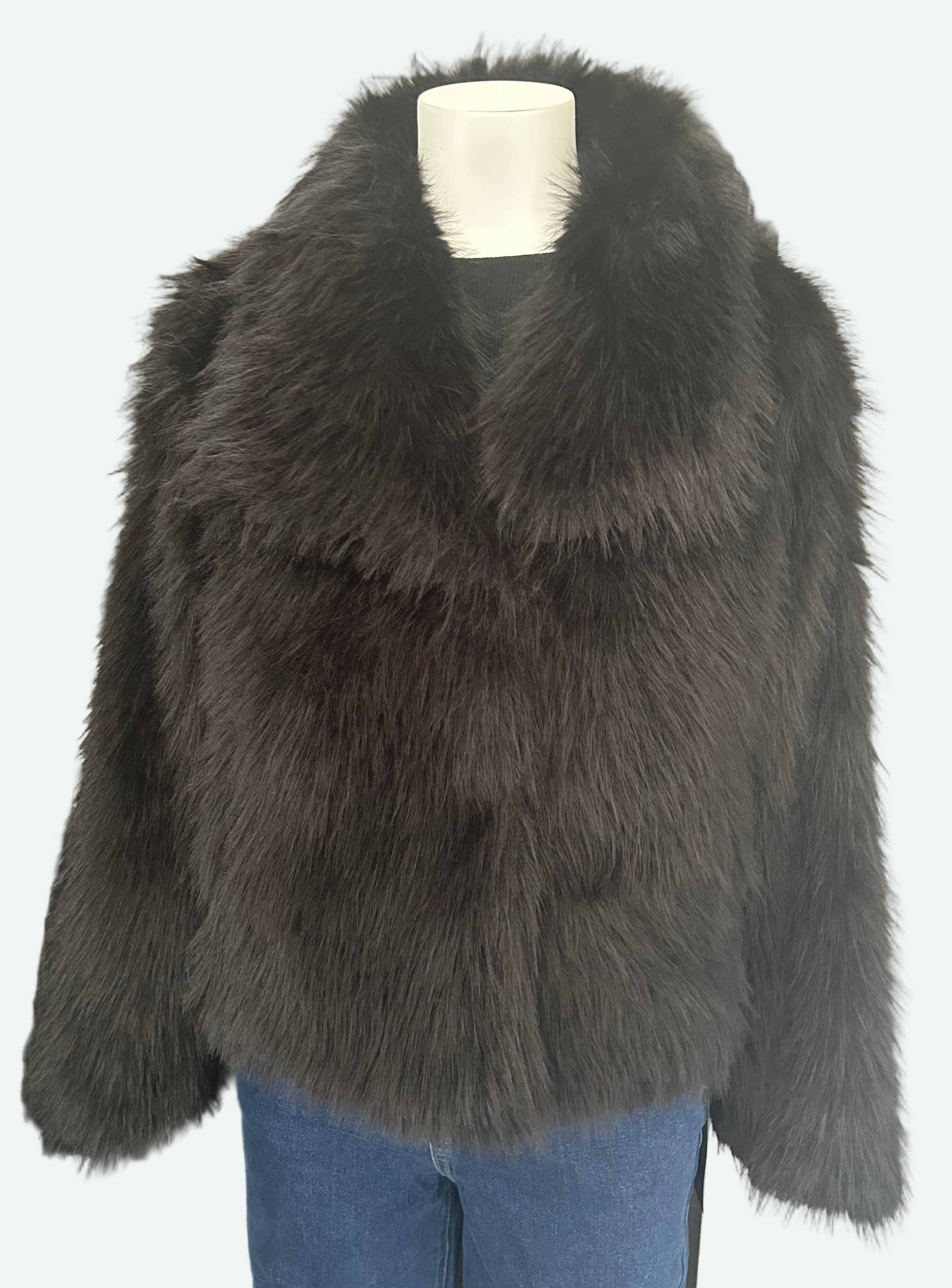 Veste effet fourrure noire