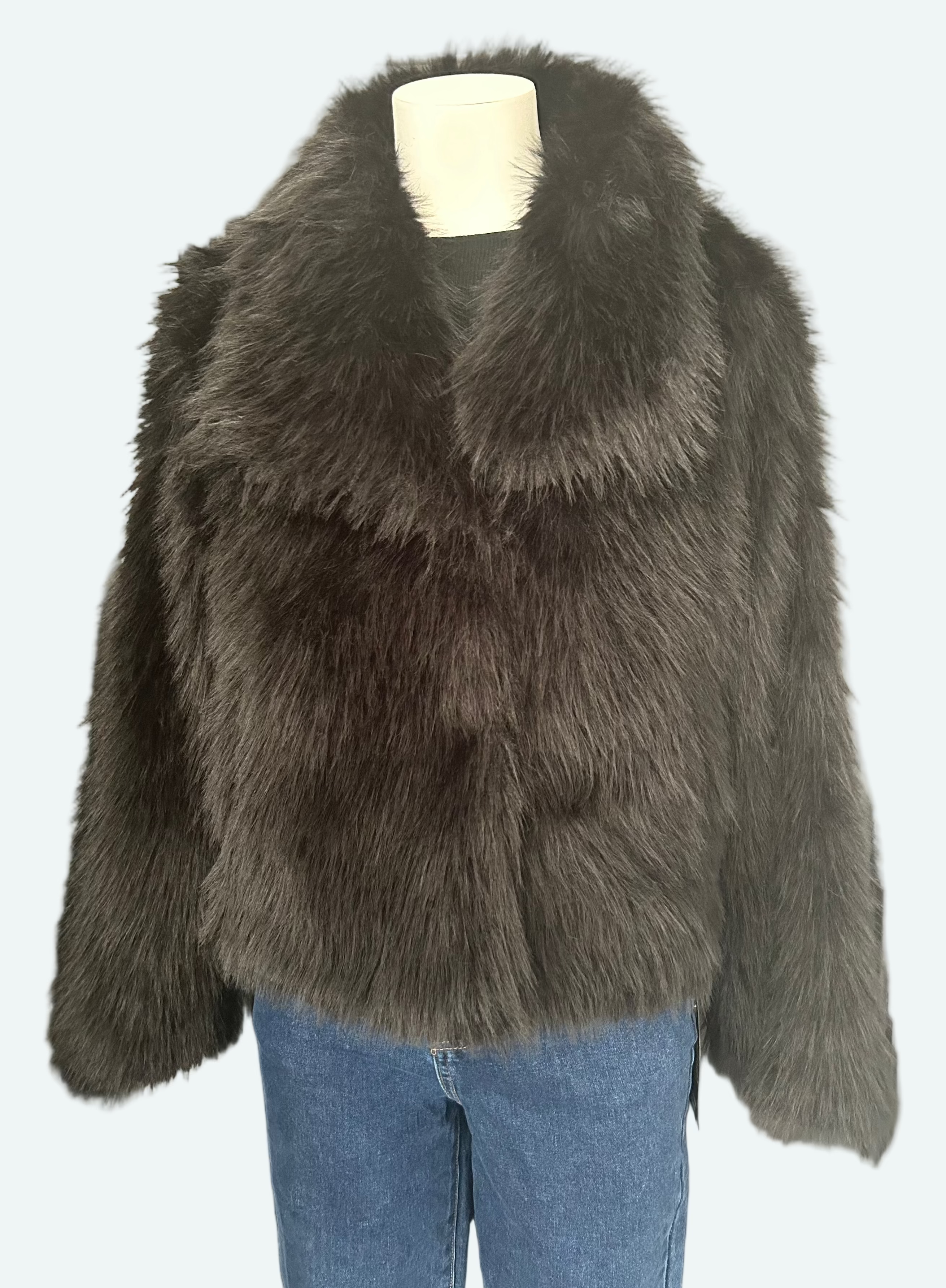 Veste effet fourrure noire