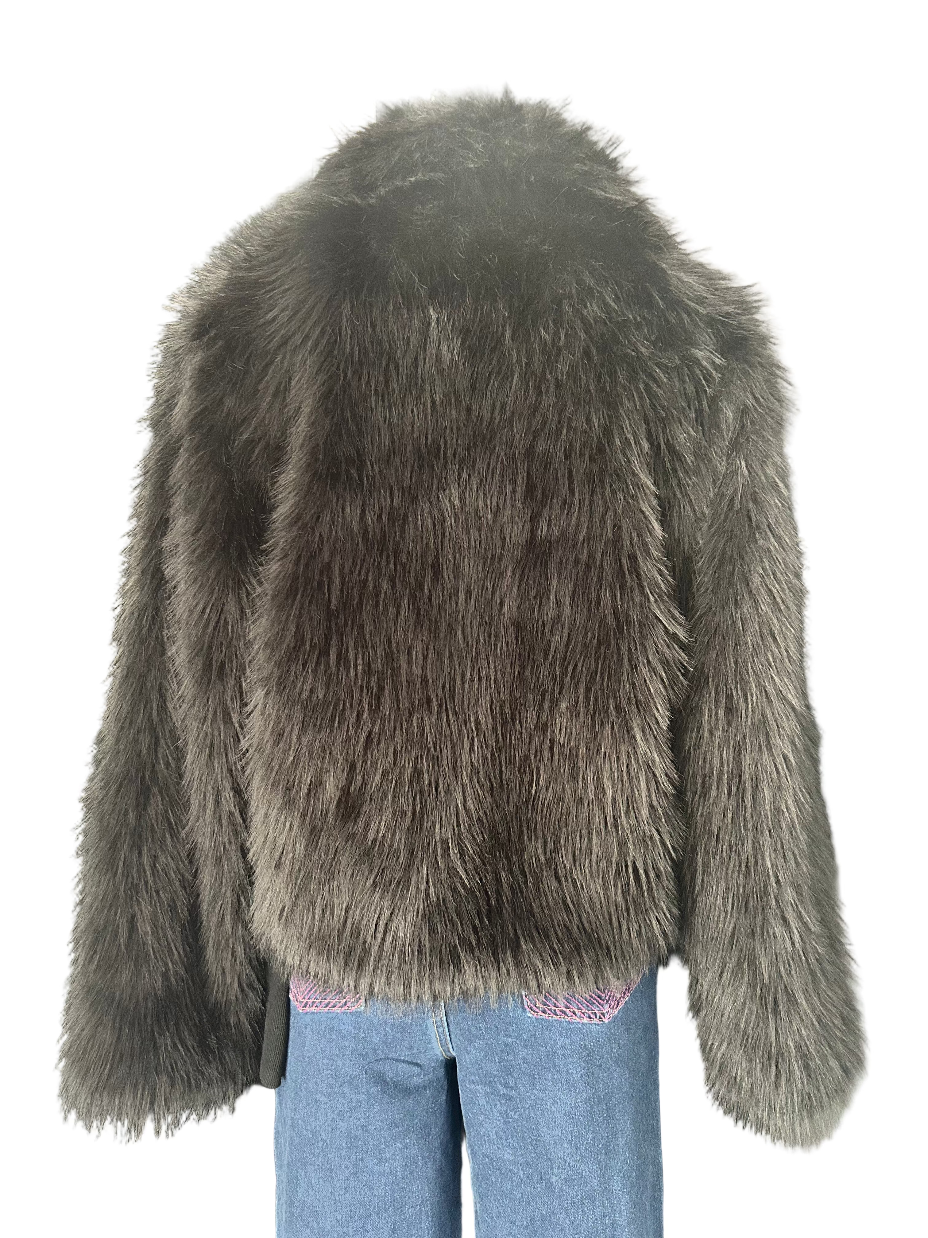 Veste effet fourrure noire