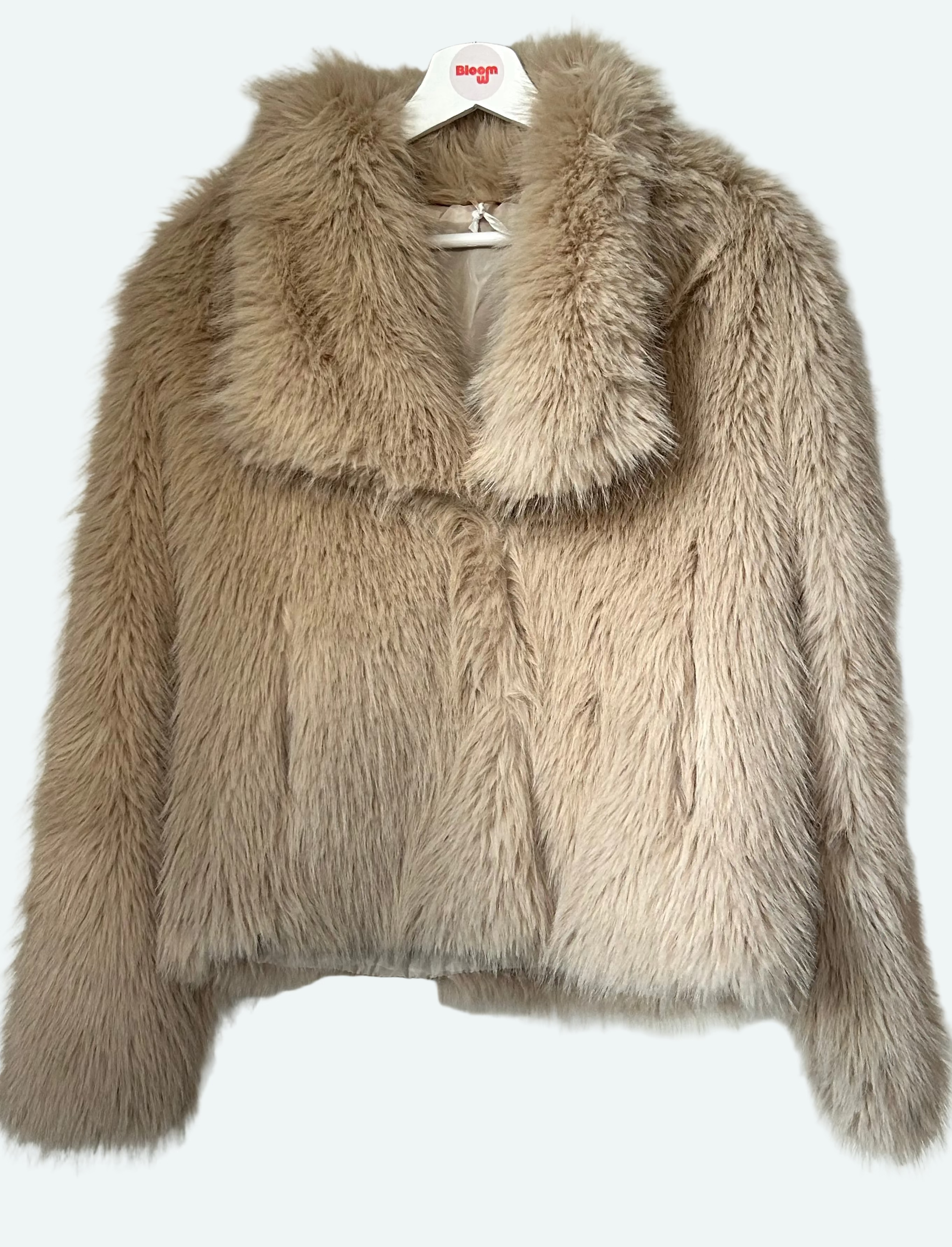 Veste effet fourrure beige