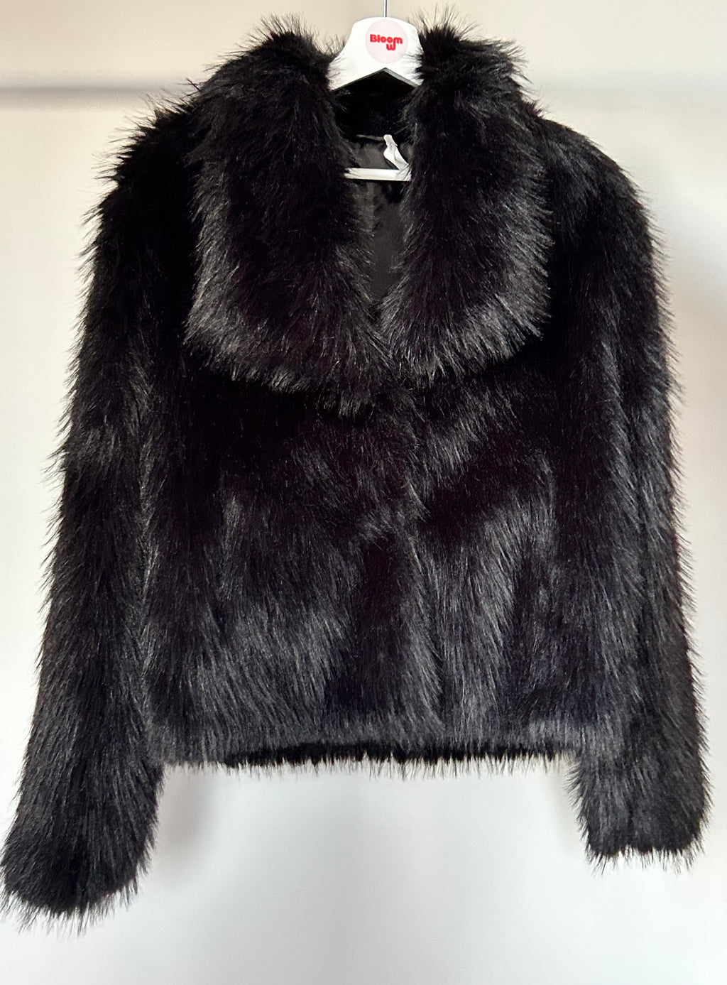 Veste effet fourrure noire