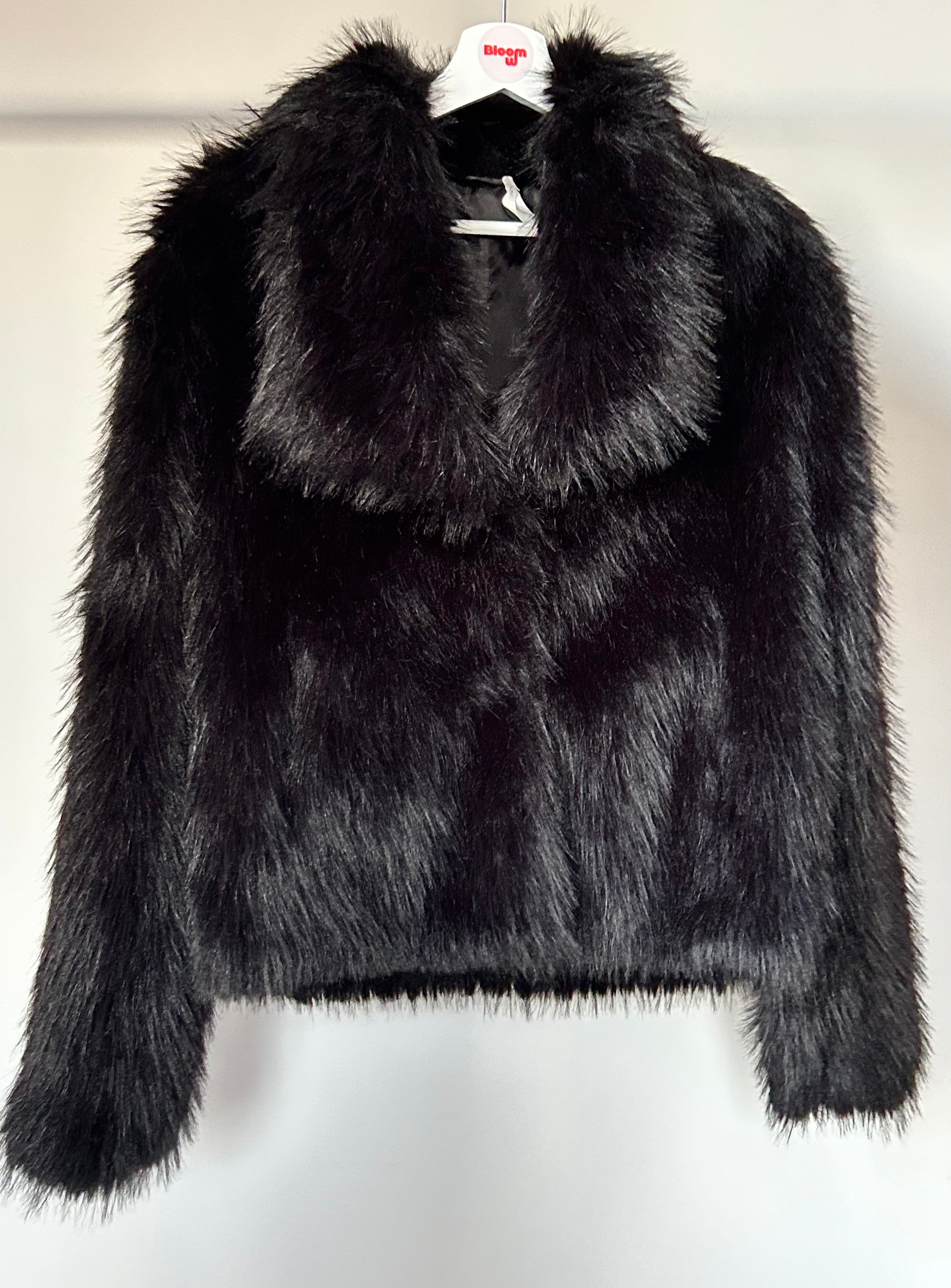 Veste effet fourrure noire
