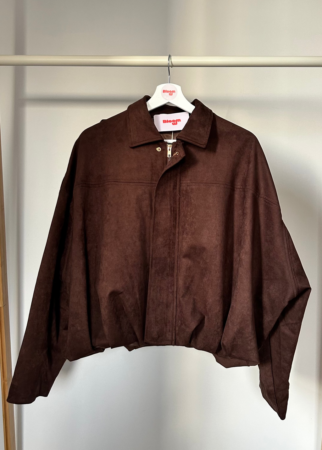 Blouson chocolat effet daim