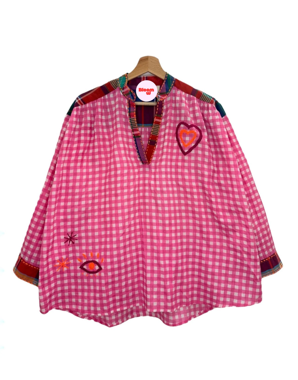 Blouse à carreaux avec motifs