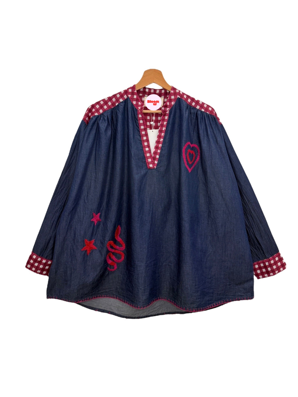 Blouse en jean à motifs